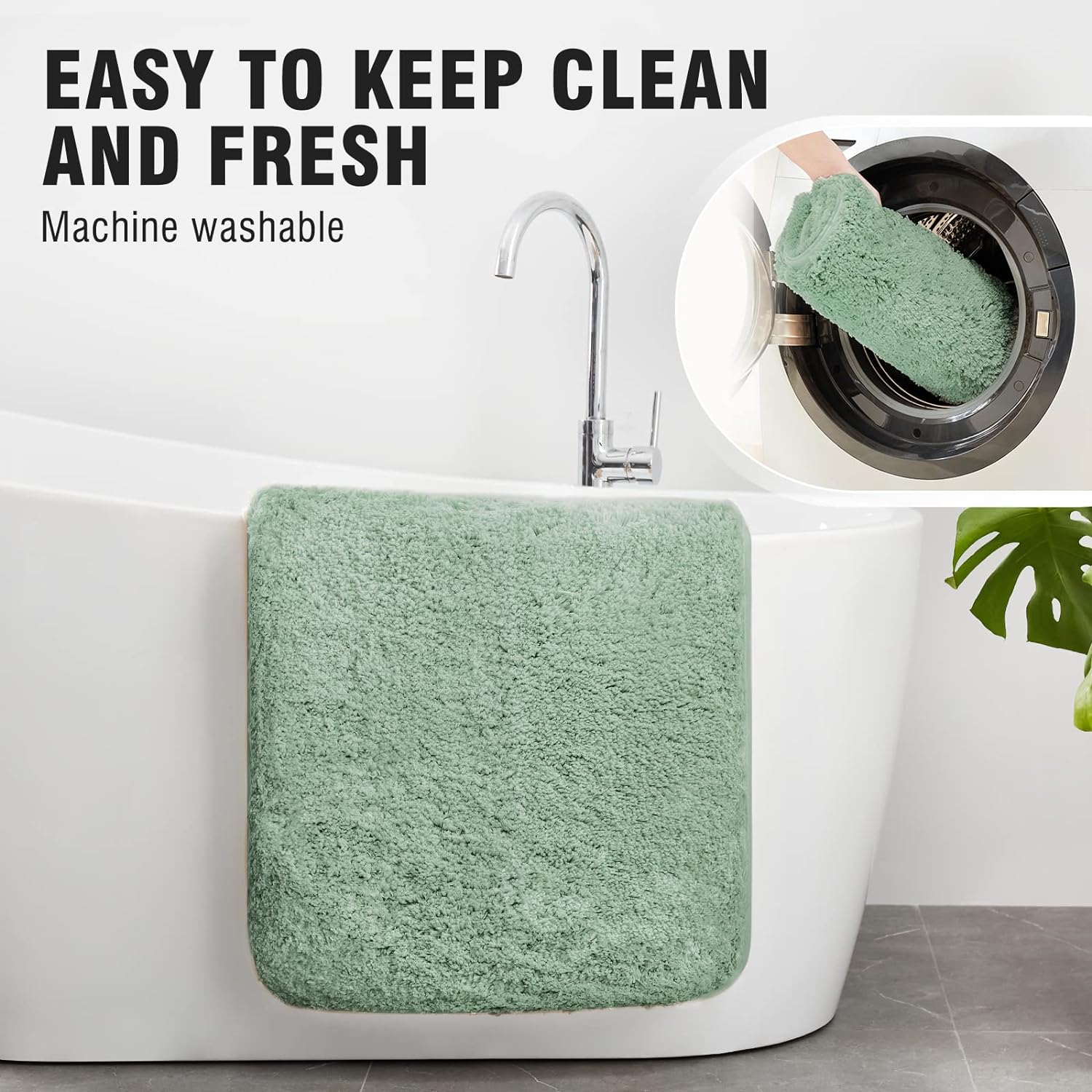 TECHMILLY Super Soft Shaggy Bath Rug 24x36 Sage