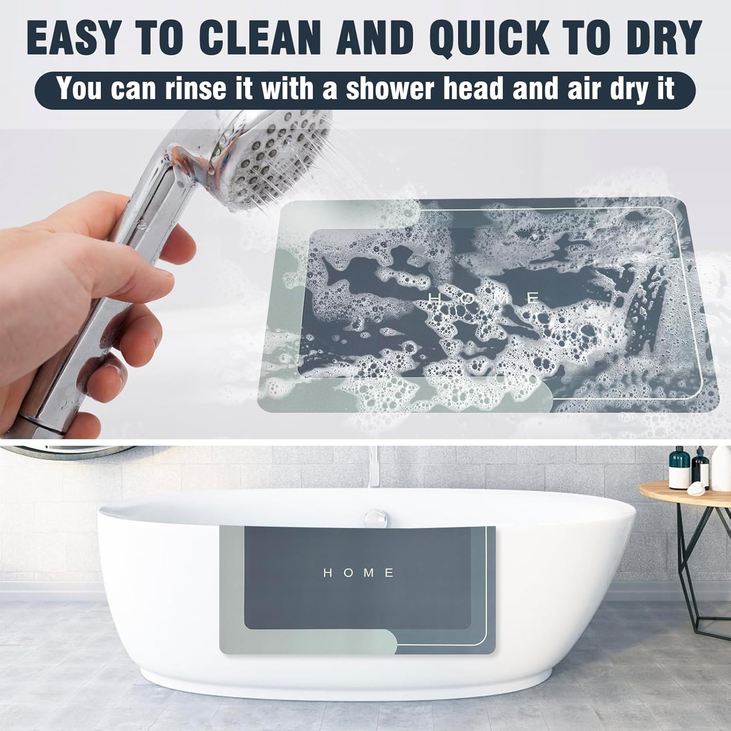 UGRASEA 3-Piece Modern Bath Mat Set Non-Slip Absorbent Quick-Drying Stain-Resistant Dark Gray