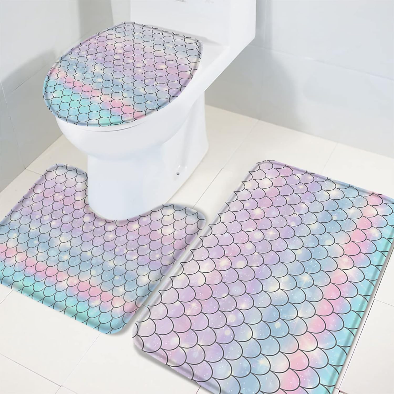 YESOF66 3 Piece Bathroom Rugs Set with Non-Slip Backing 1