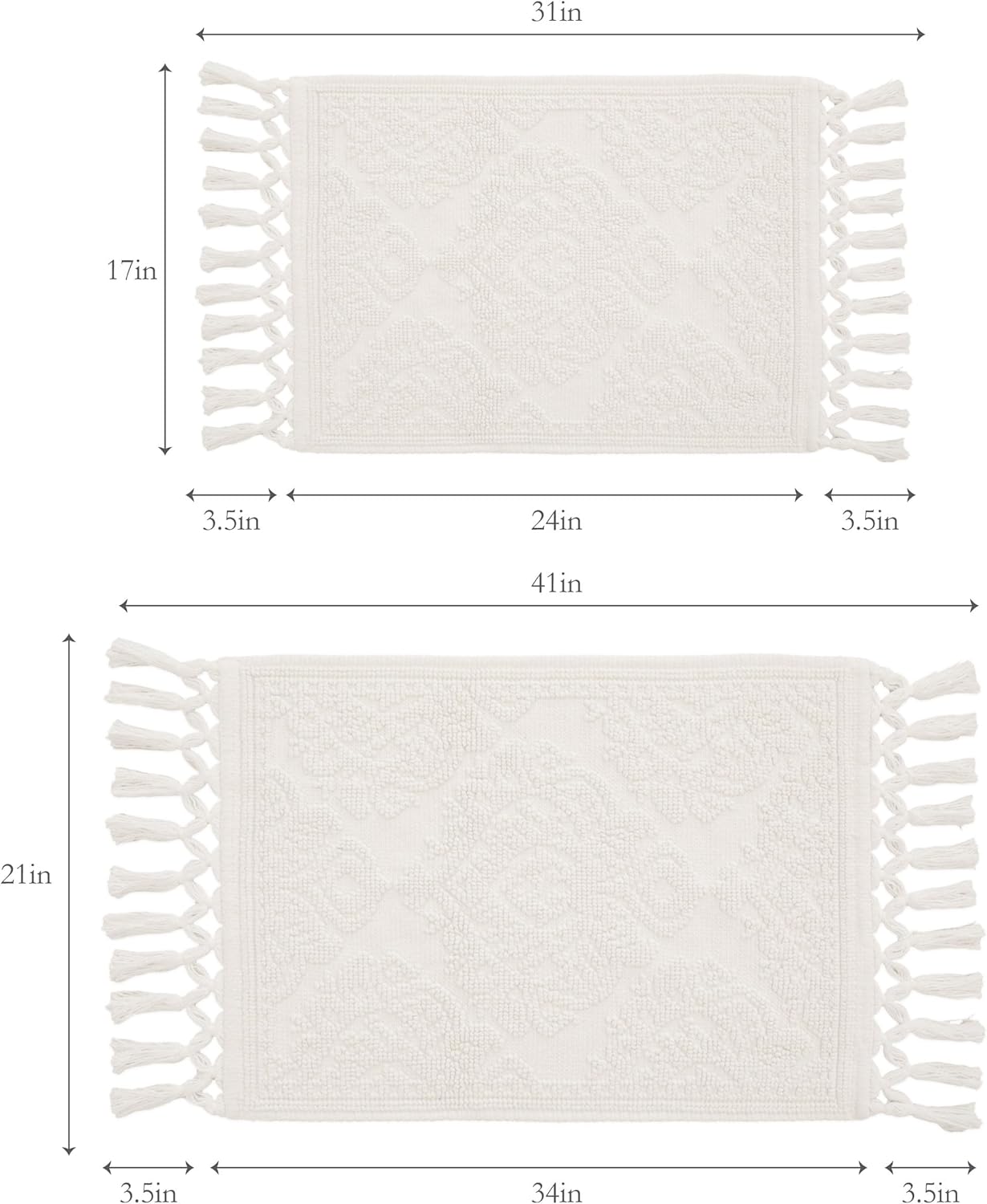 Jean Pierre Ricardo Bath Mats Set of 2 Ivory 1