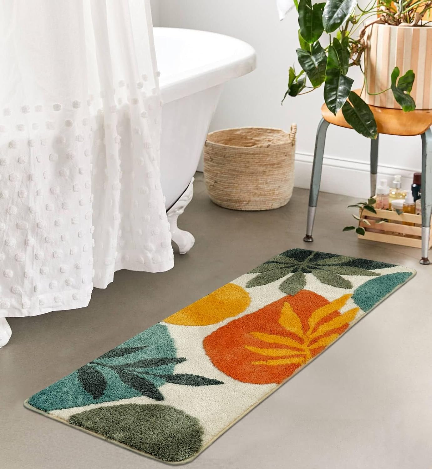 Uphome Colorful Abstract Leaves Bath Rug 1