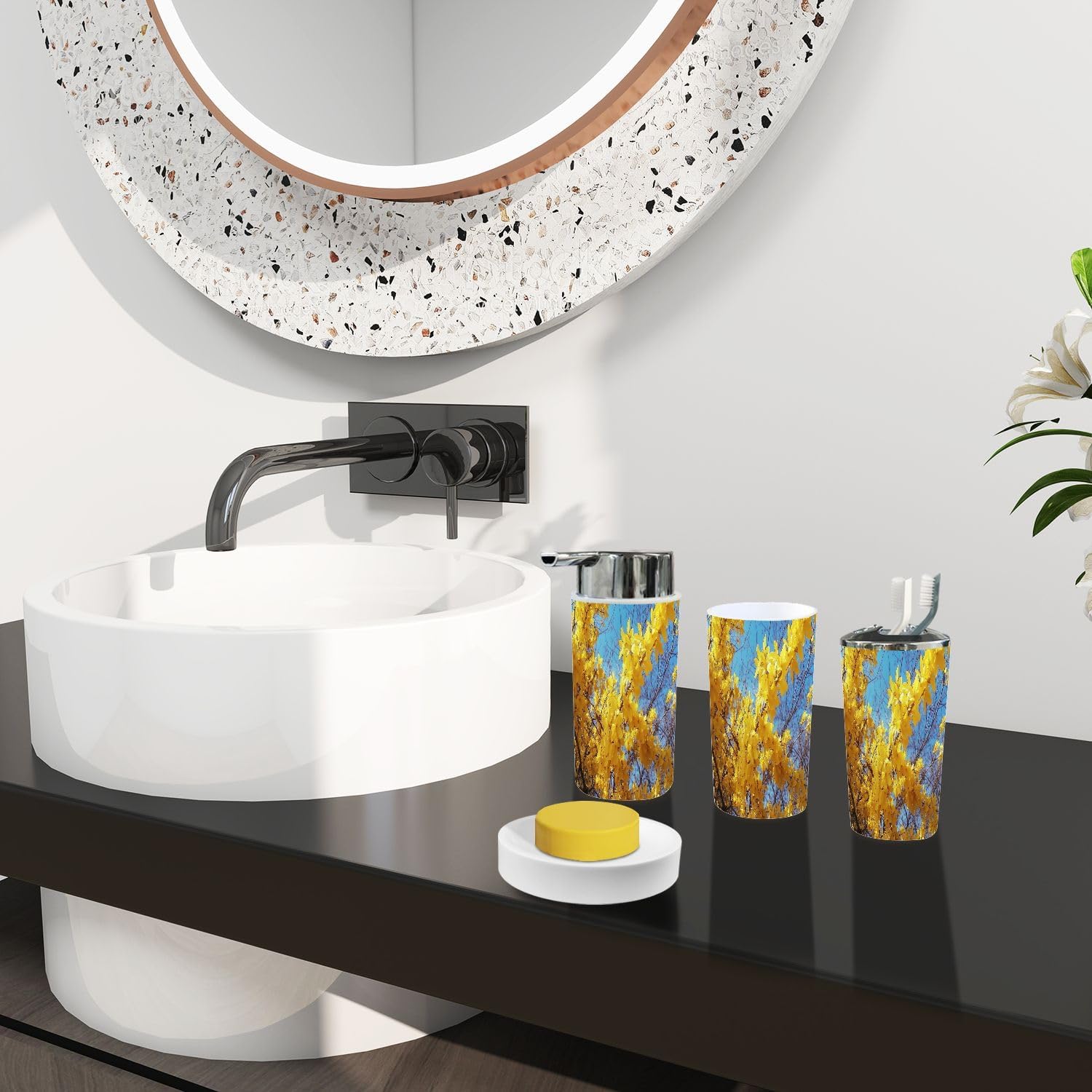 Boho Bathroom Accessory Set 6 Piece Modern 1