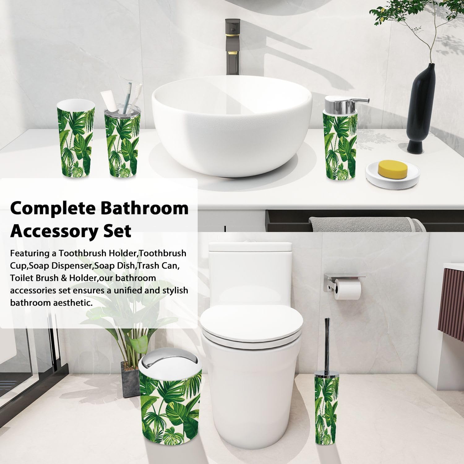 TRANQDEHOM 6 Piece Bathroom Accessory Set 1