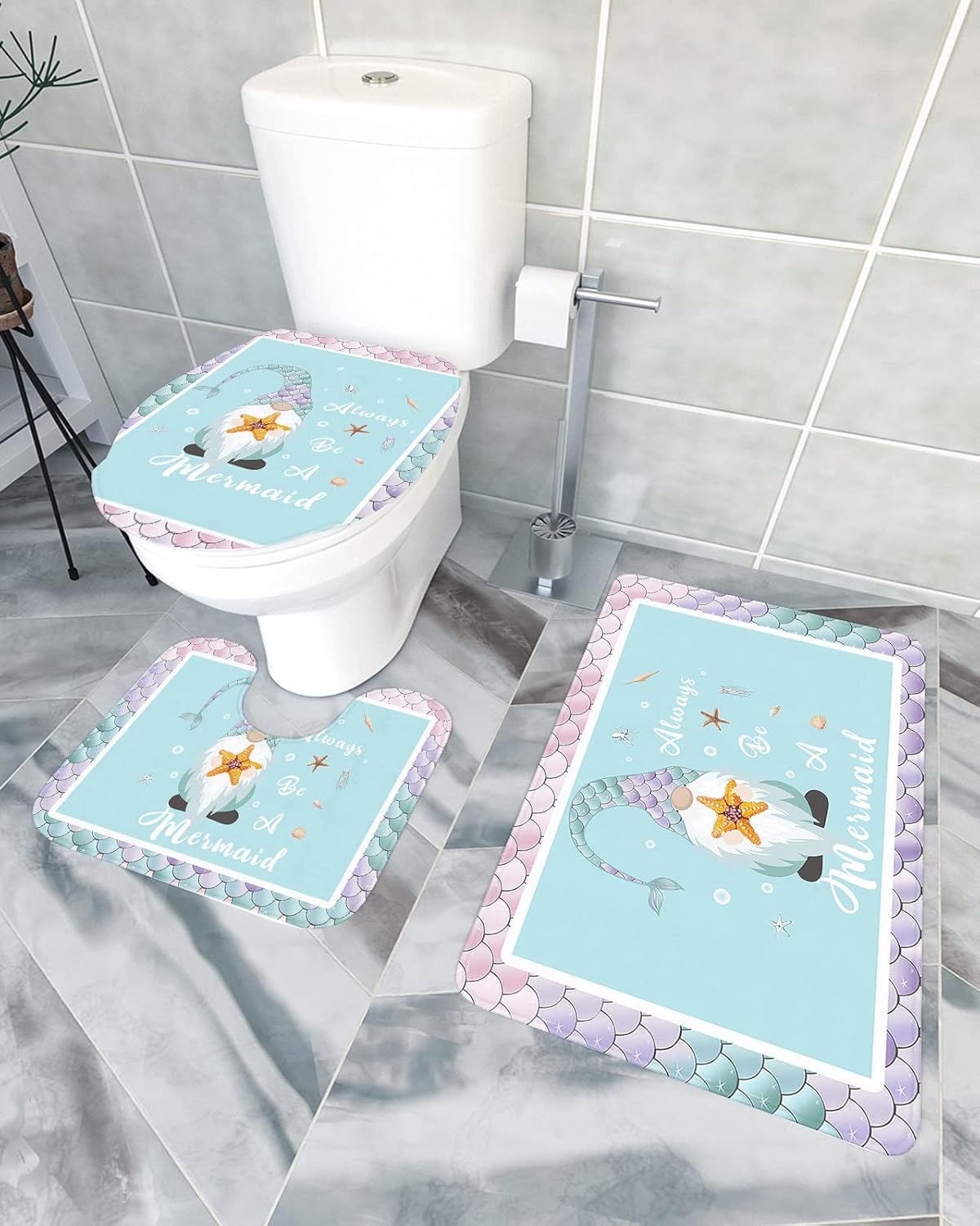 YESOF66 3 Piece Bathroom Rug Set with Non-Slip Backing 1
