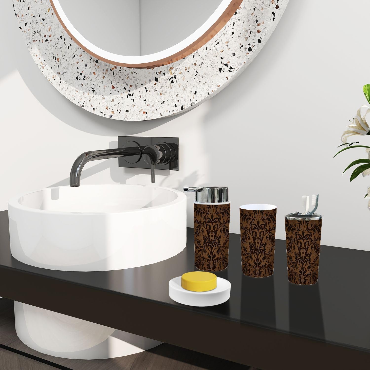 Boho Bathroom Accessory Set 6 Piece Modern Stylish