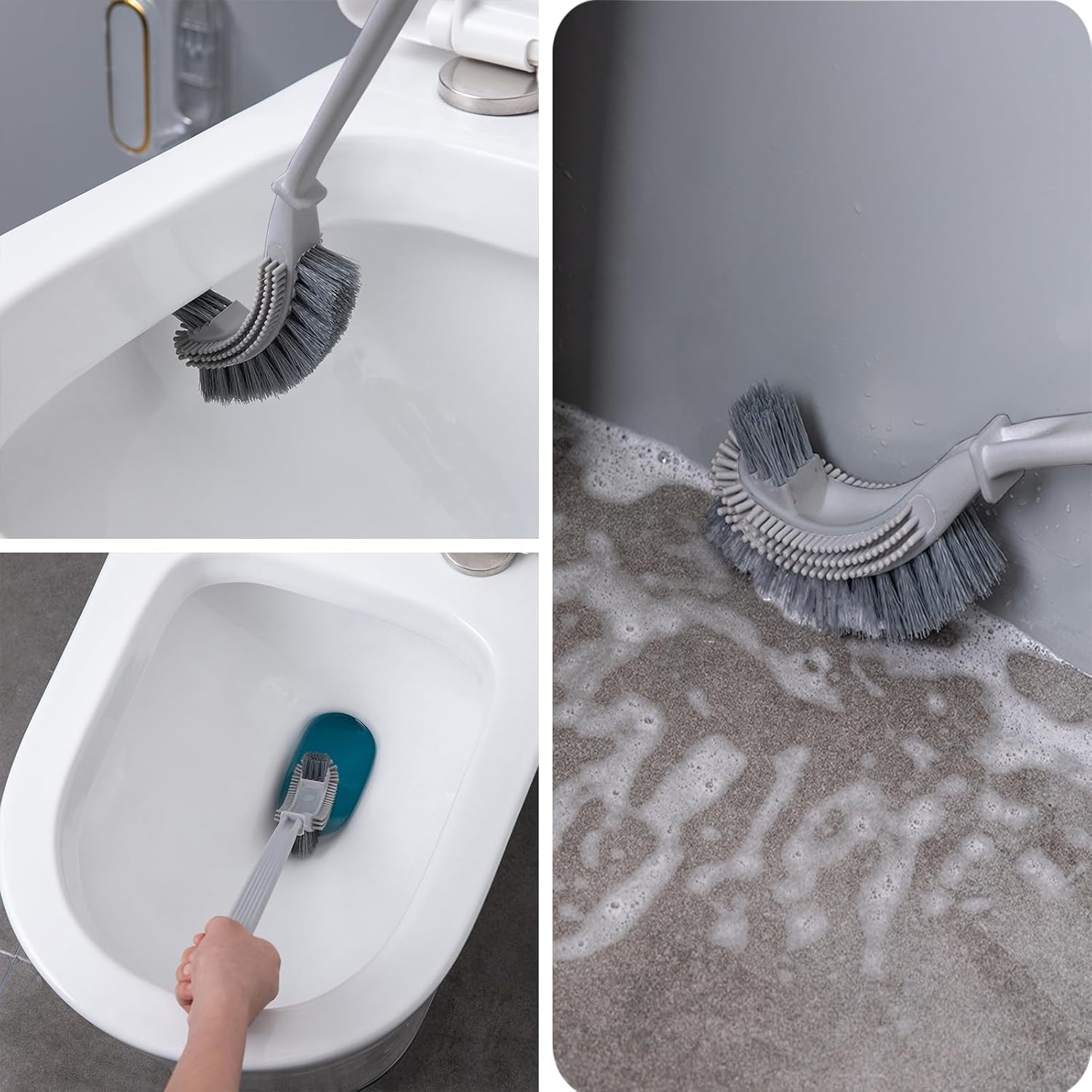 NEWBOVIK Under-Rim Toilet Brush with Holder Set