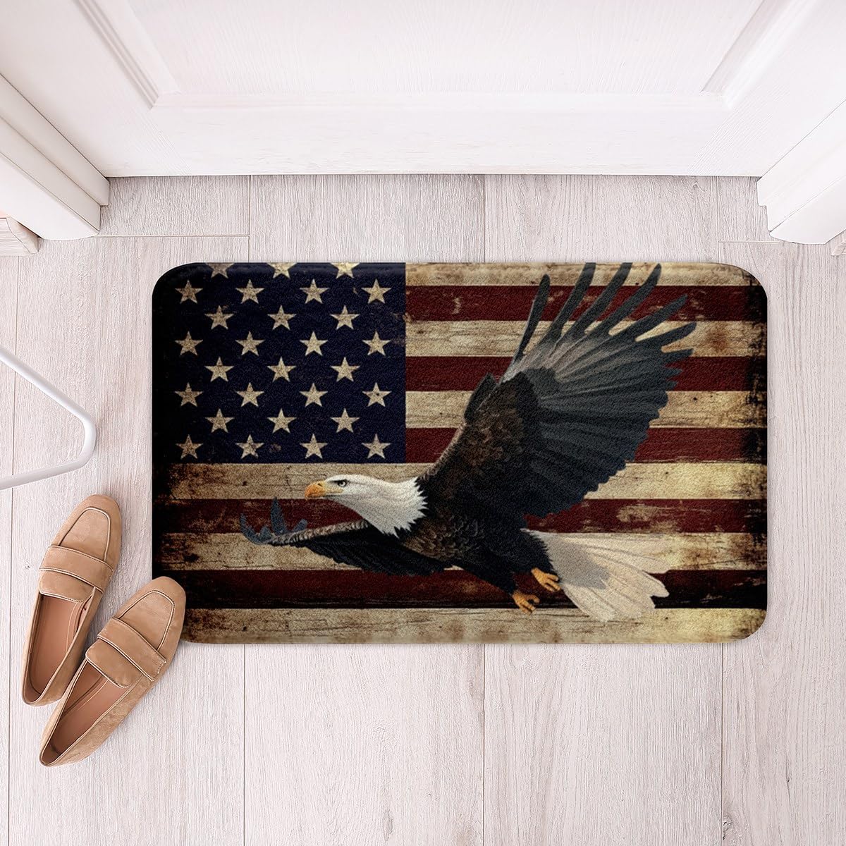 Erosebridal American Flag Bathroom Rug 16x24 Non-Slip Happy Independence Day Doormat for Home