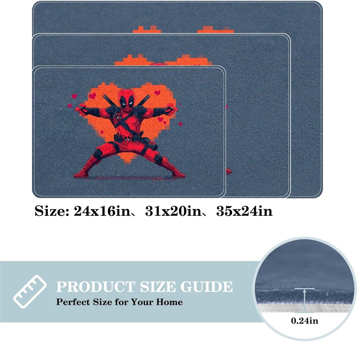 Deadpool Themed Polyester Bath Rug - Machine Washable