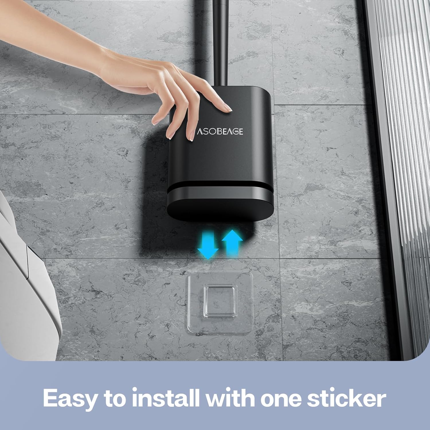 ASOBEAGE Deep Cleaner Toilet Brush with No-Slip Handle and Quick Drying Holder