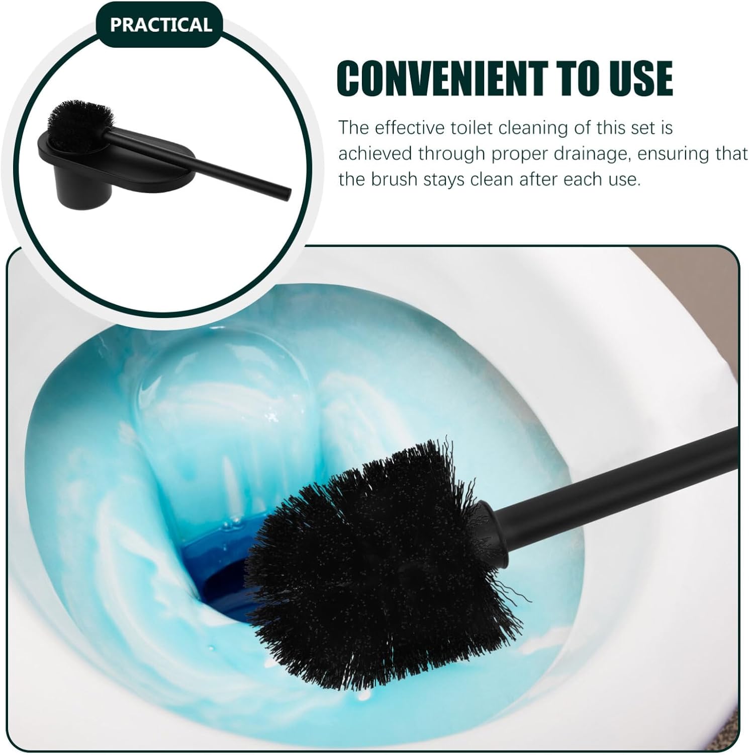 Toilet Brush and Plunger Set with Hidden Holder