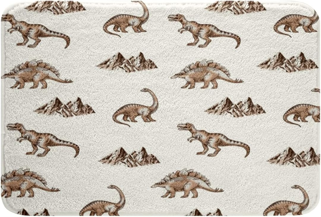 Jejeloiu Dinosaur Bath Mats 16x24 Inch Cartoon Jungle Rug for Kids and Adults