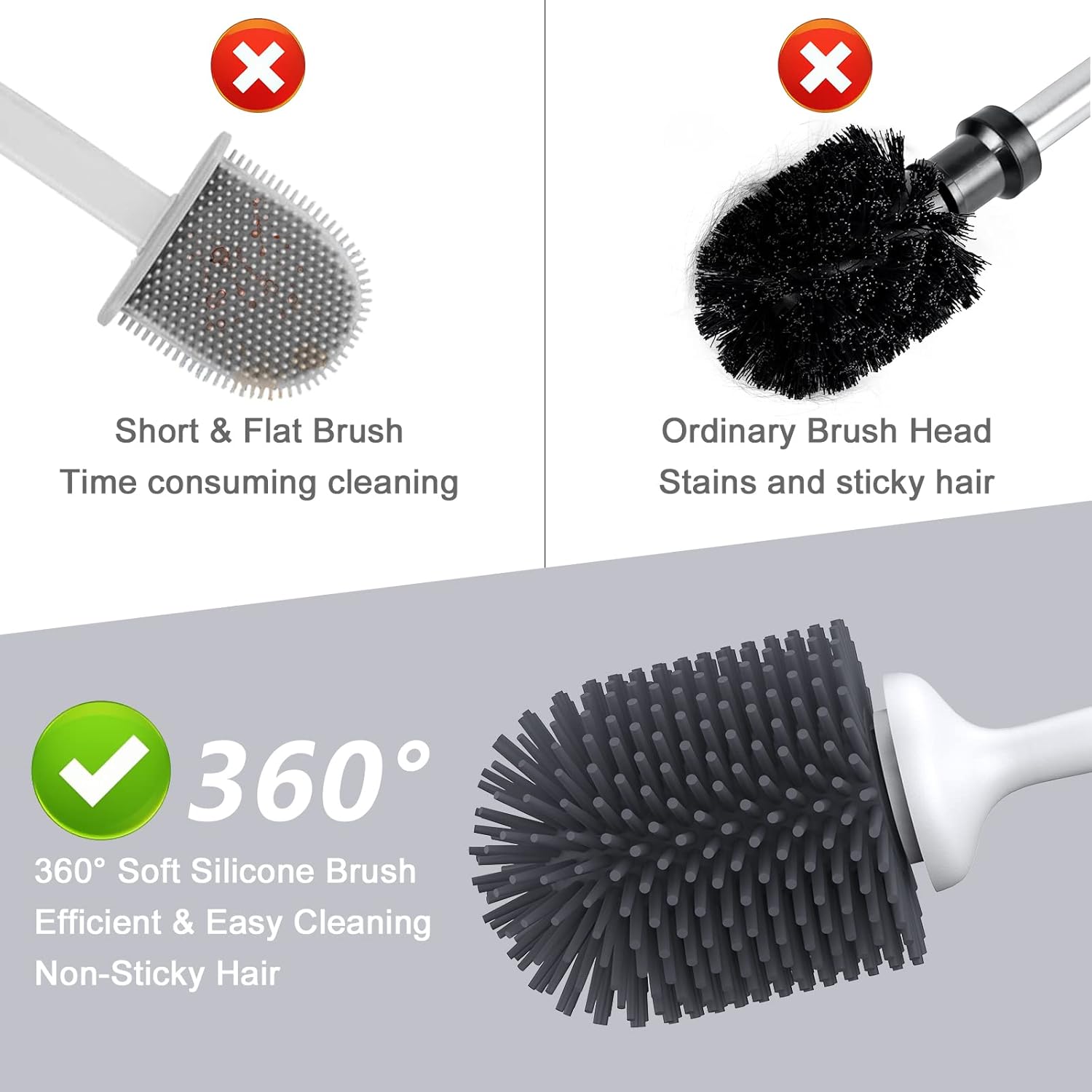 Lefree Store 2 Pack Toilet Brush Set with Ventilated Holder