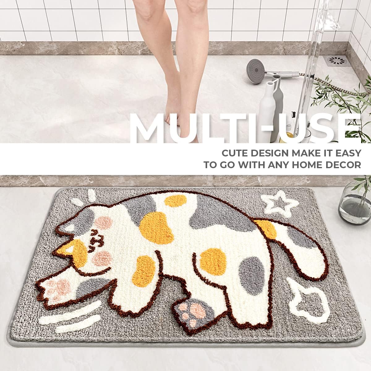 Tyrafry Cute Bath Rug 16x24 Non Slip Microfiber Mat