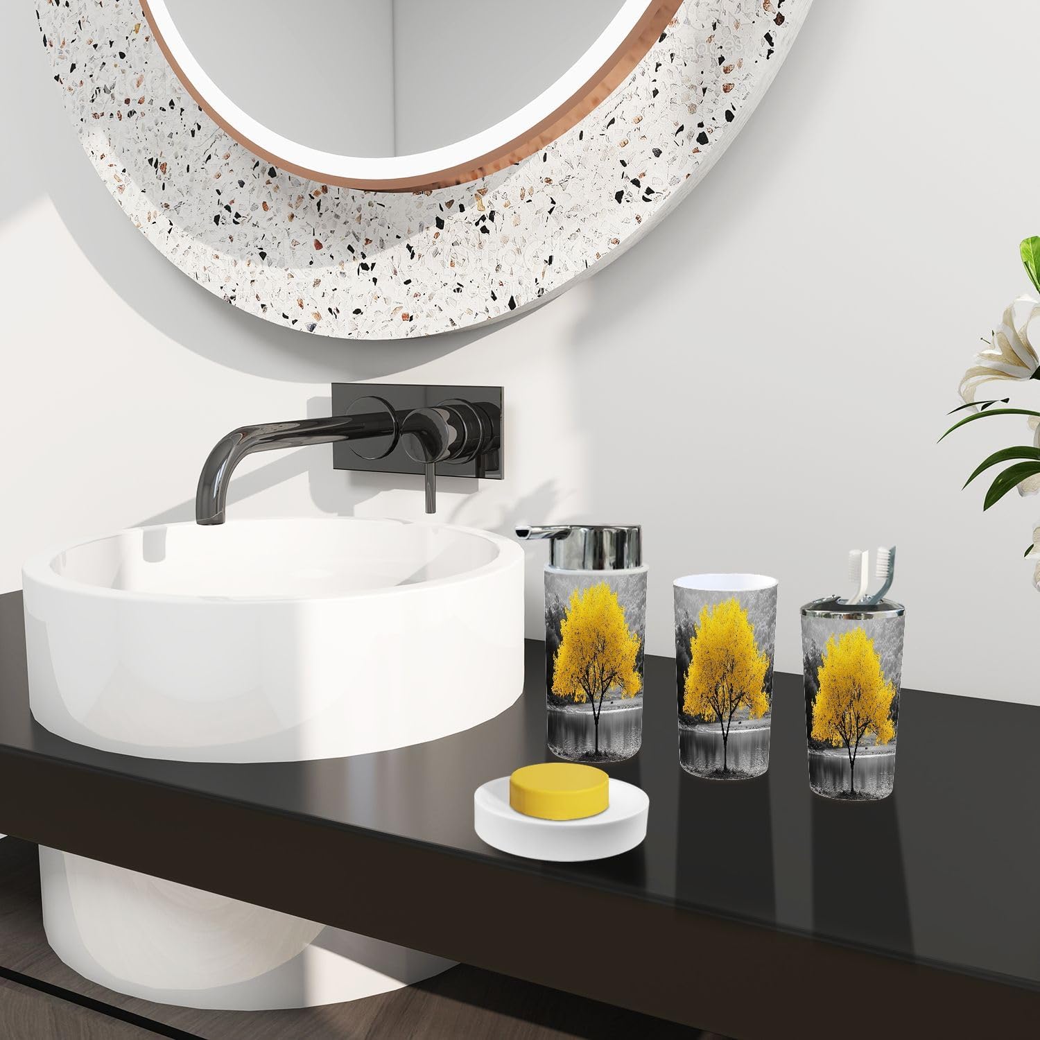 Boho 6 Piece Bathroom Accessory Set with Reflective Elements