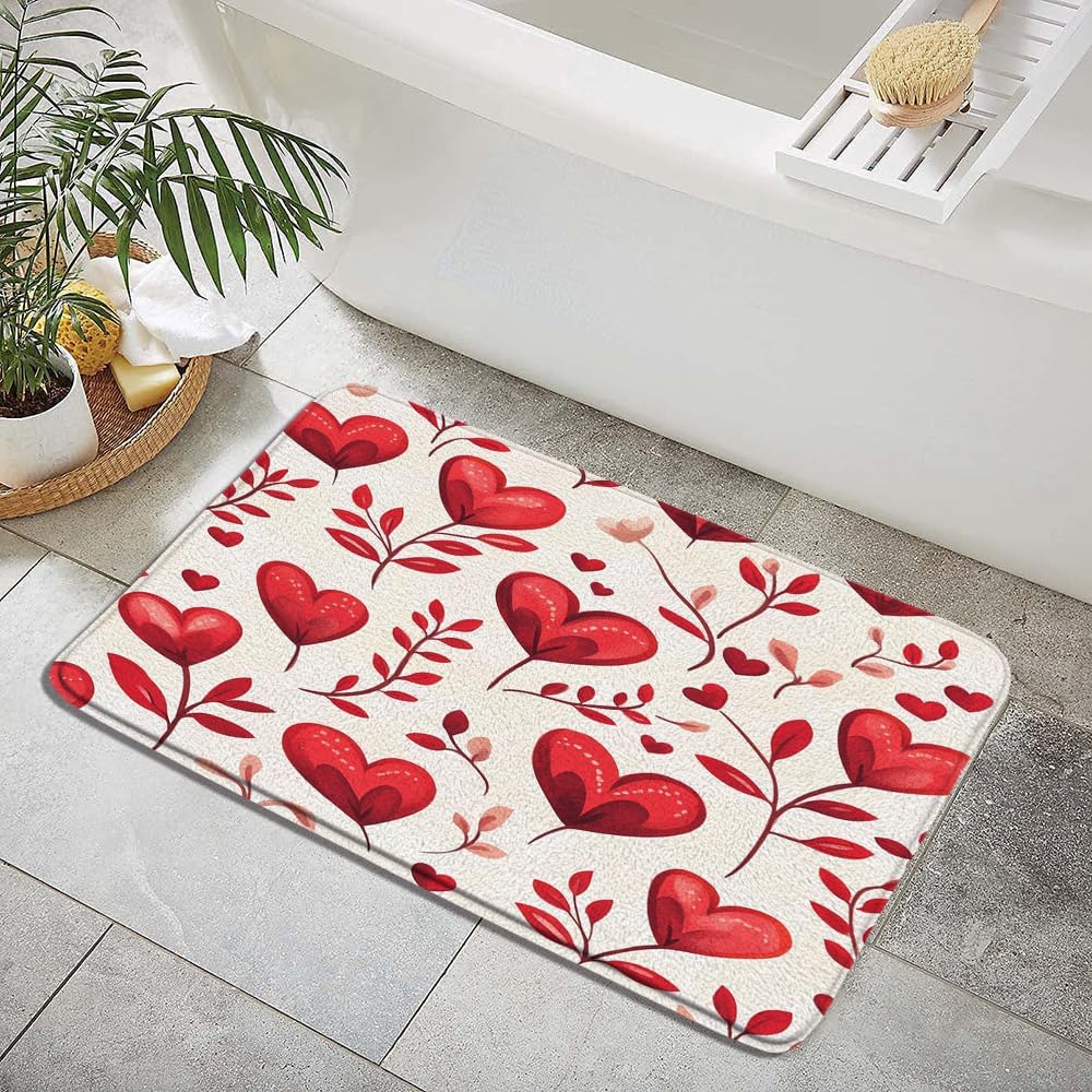 Valentines Day Heart Bath Mat 16x24 Inch