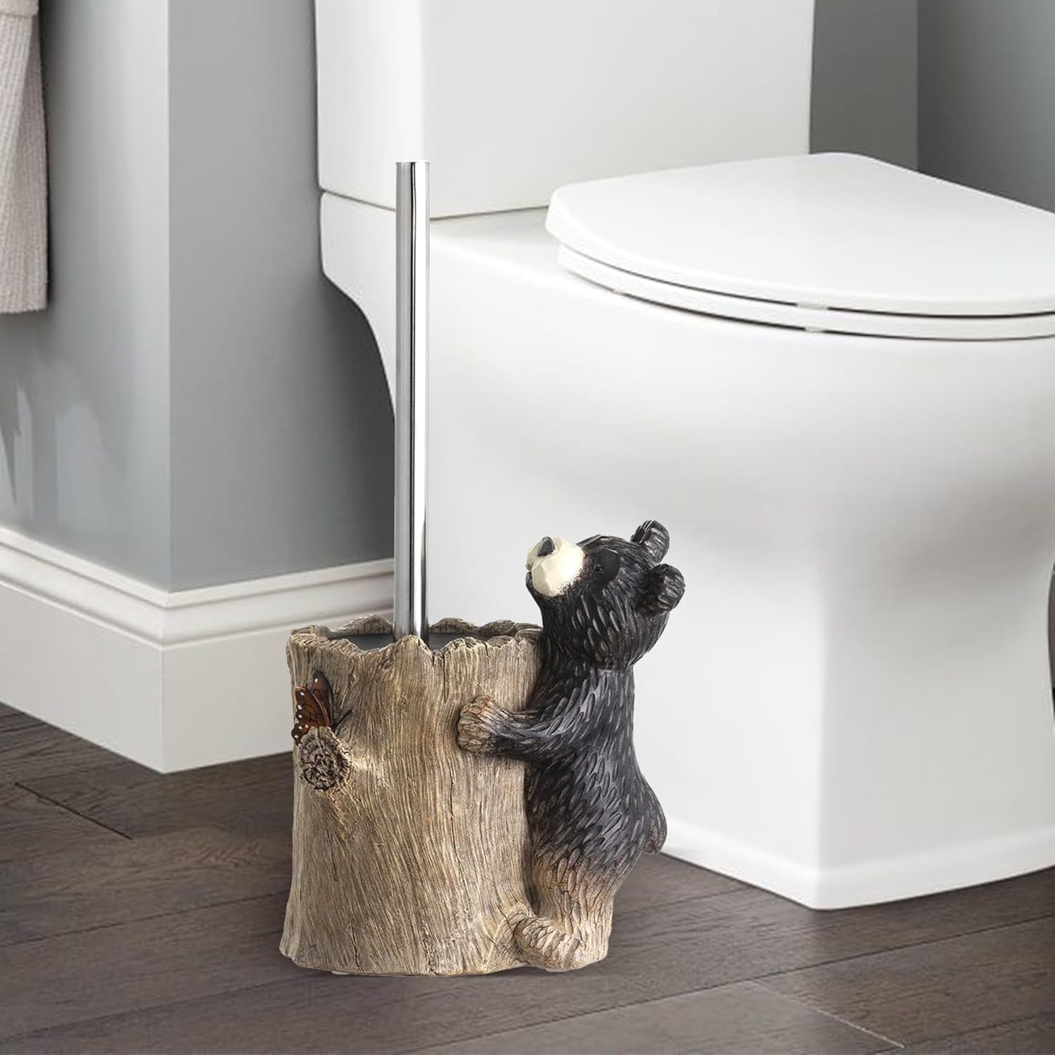 Black Bear Toilet Brush Holder Set 1