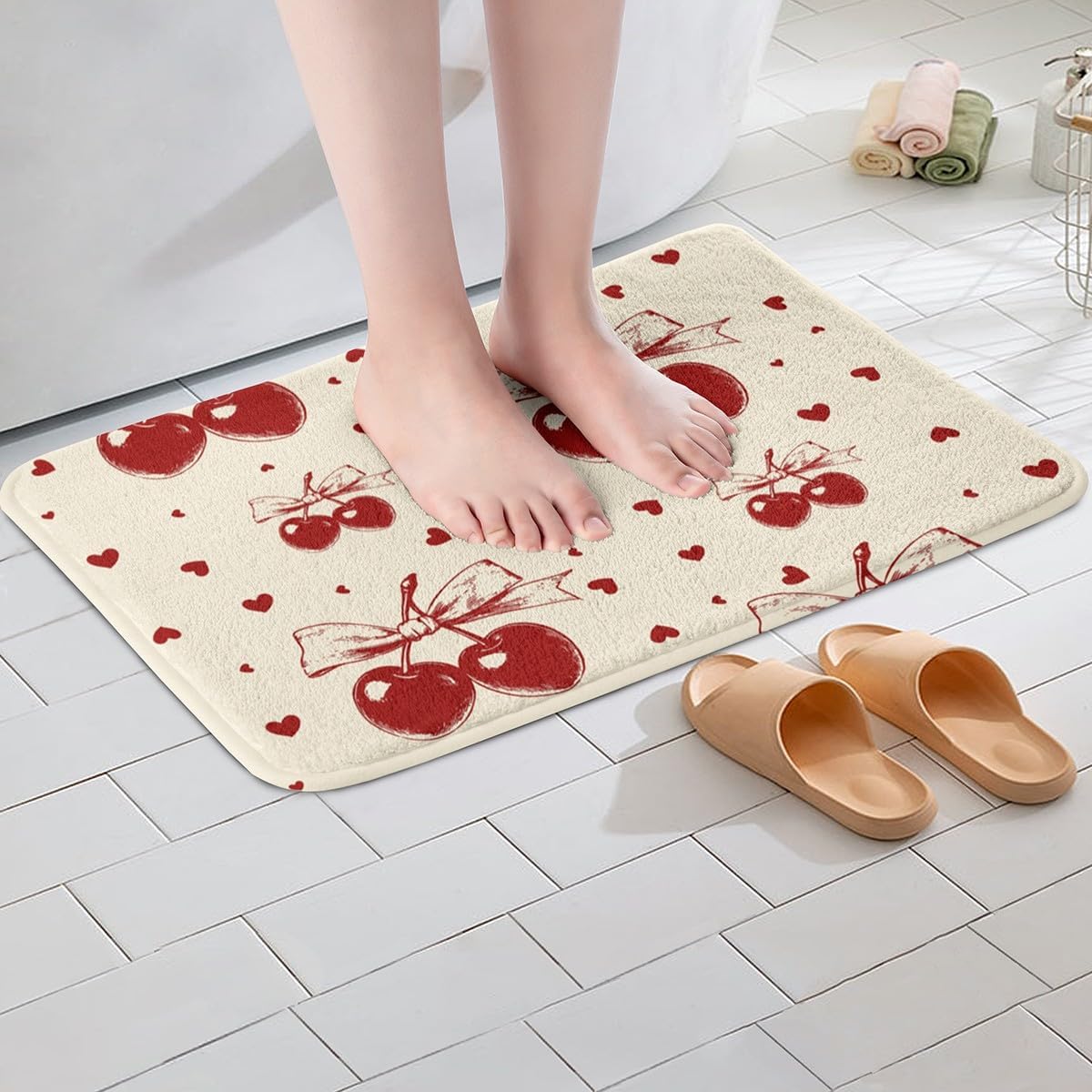 Jejeloiu Kawaii Bow Bath Rug 16x24 Inch