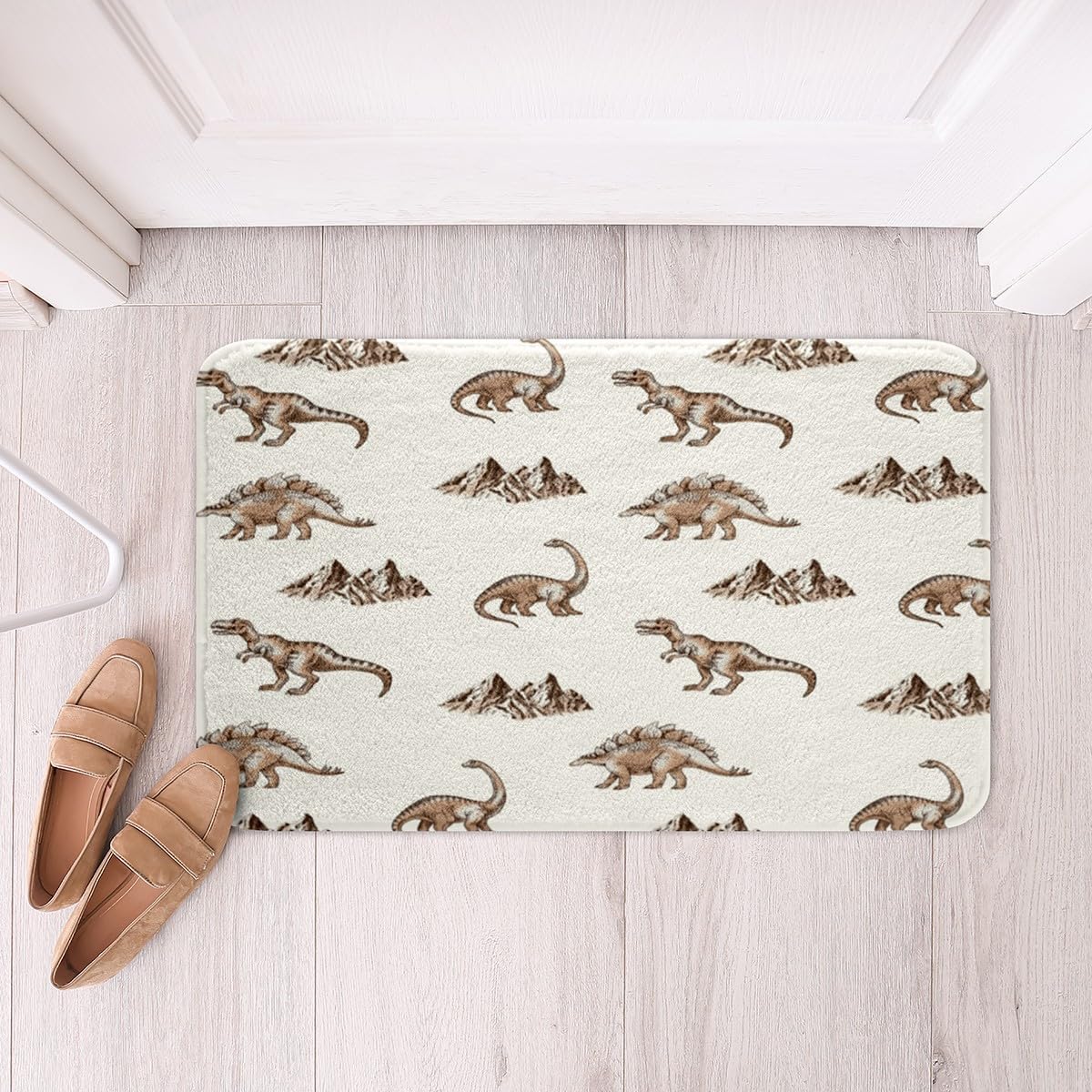 Jejeloiu Dinosaur Bath Mats 16x24 Inch Cartoon Jungle Rug for Kids and Adults