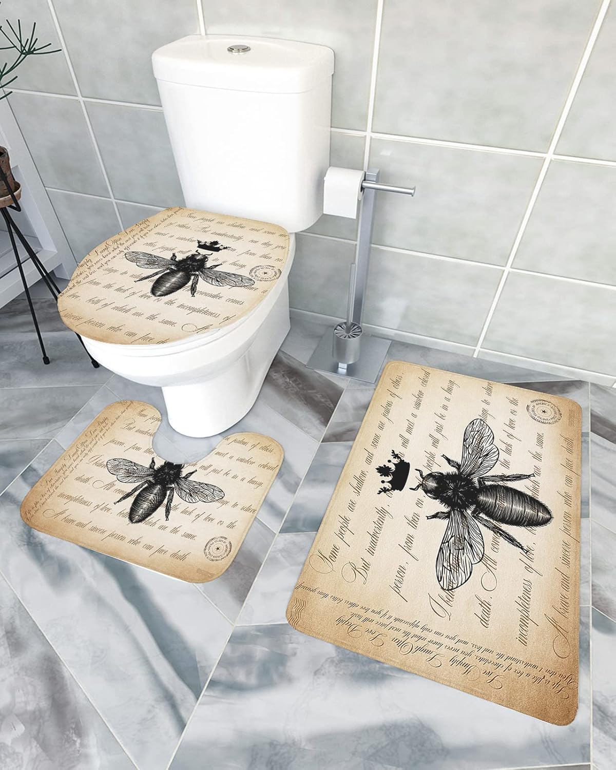 YESOF66 3 Piece Bathroom Rugs Set with Non-Slip