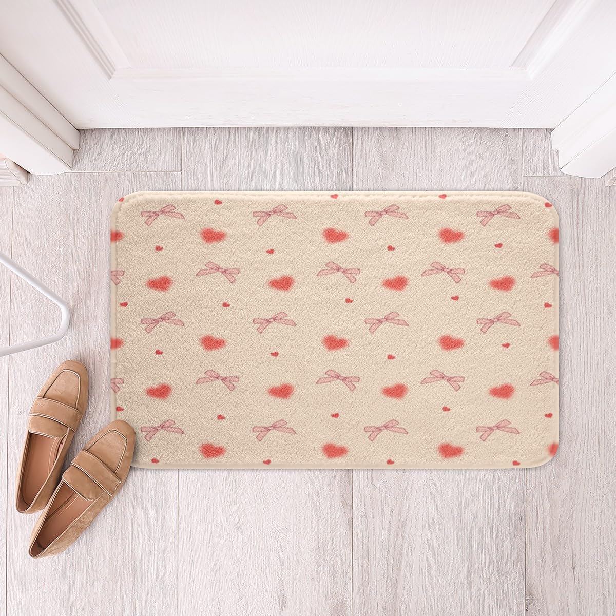 Jejeloiu Bow Bath Mats 16x24 Kids Kawaii Bow Rugs Pink Heart