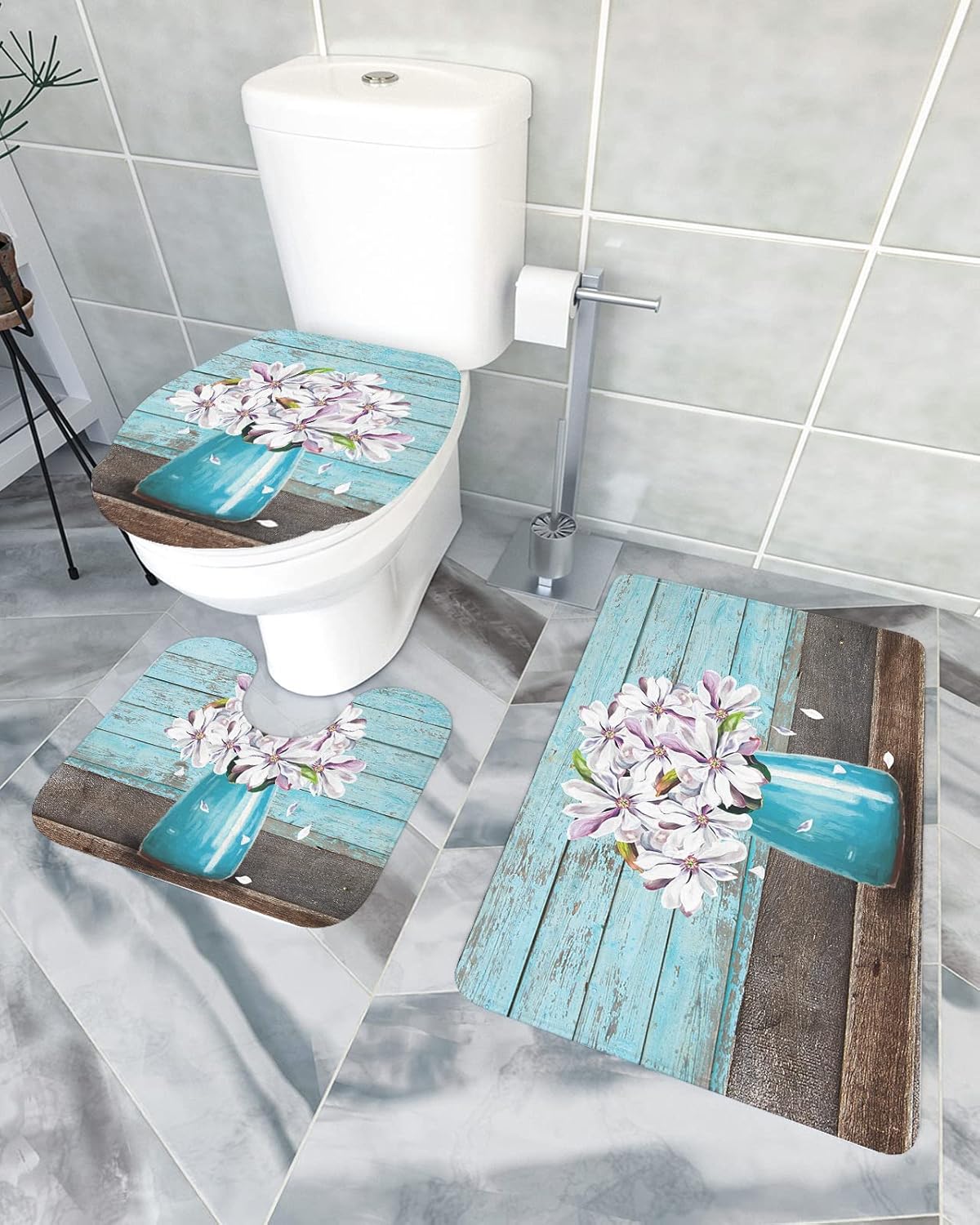 YESOF66 3 Piece Bathroom Rugs Set with Non-Slip Mat 1
