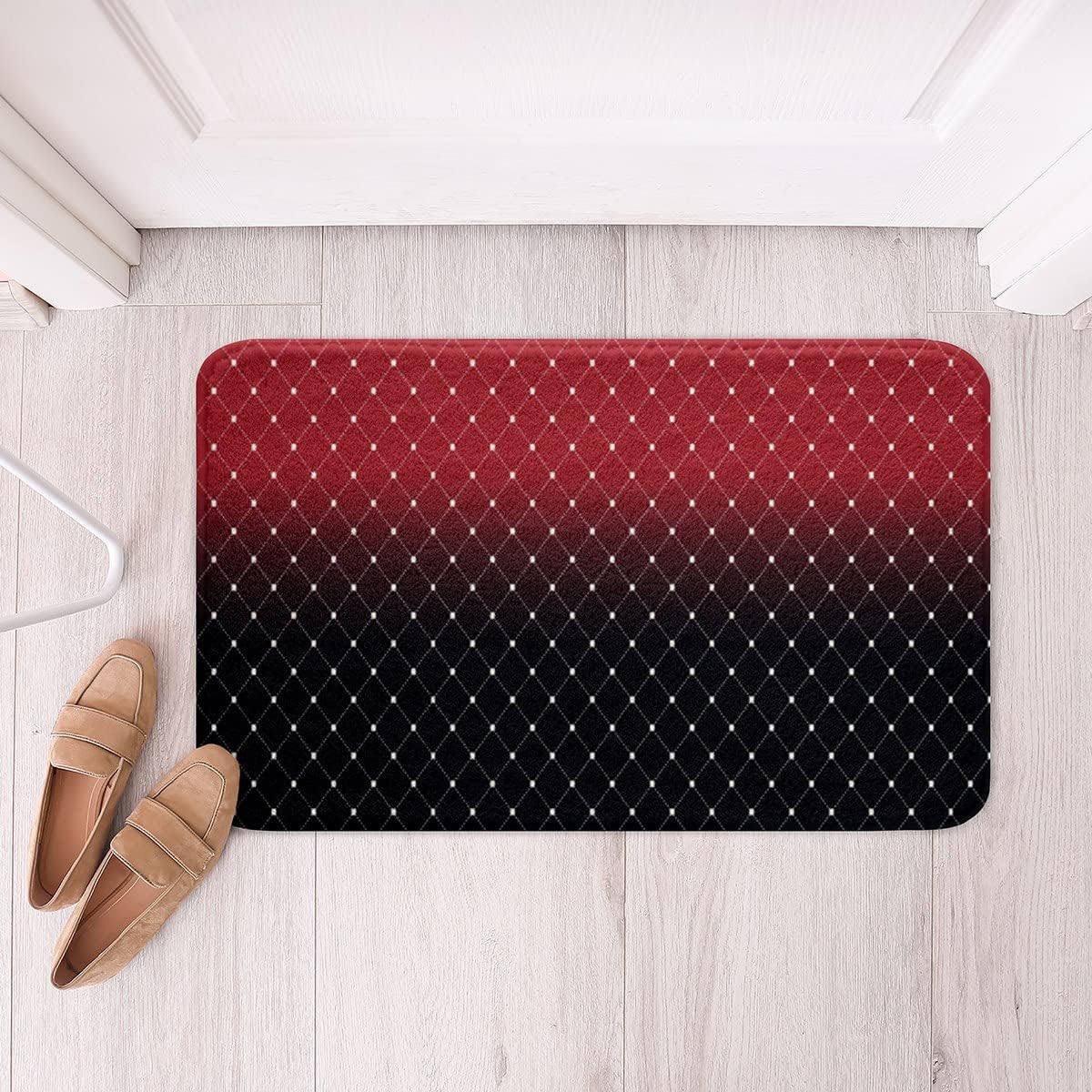 Red Blue Ombre Diamond Bathroom Rug 24x16 Inch