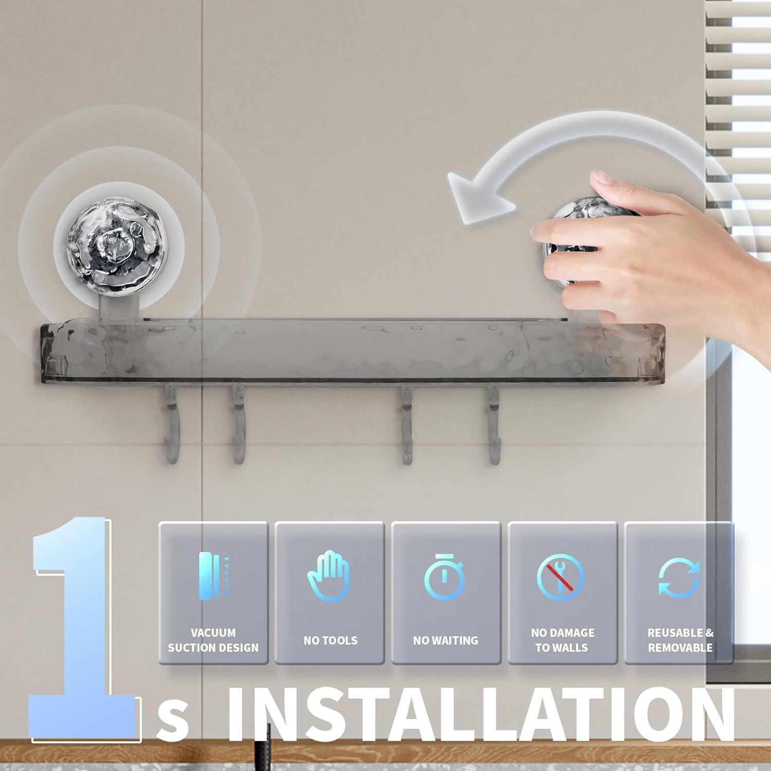 Greraes Clear Acrylic Shower Caddy with Suction Cups