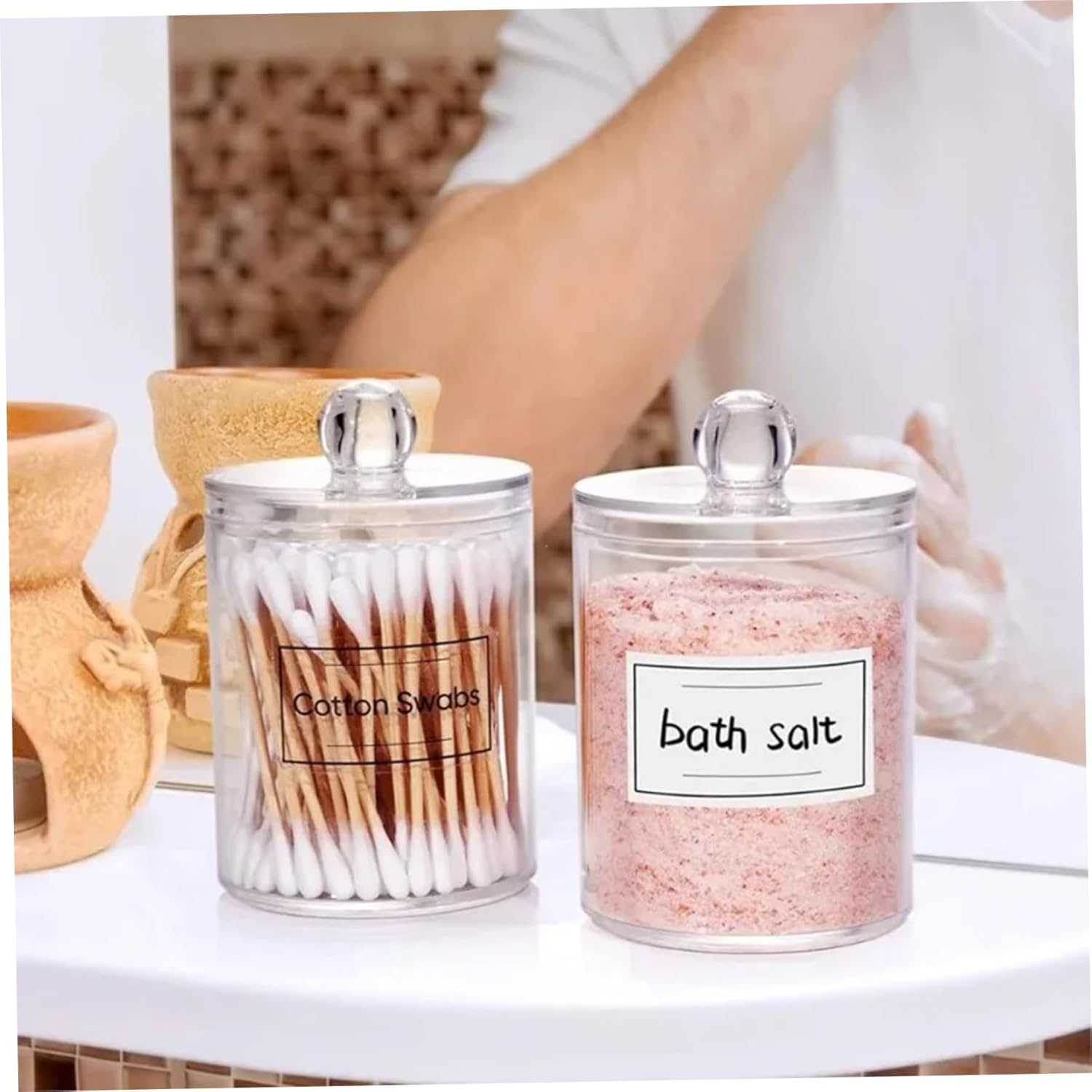 Heidouse 2Pcs Cotton Round Holder with Lid