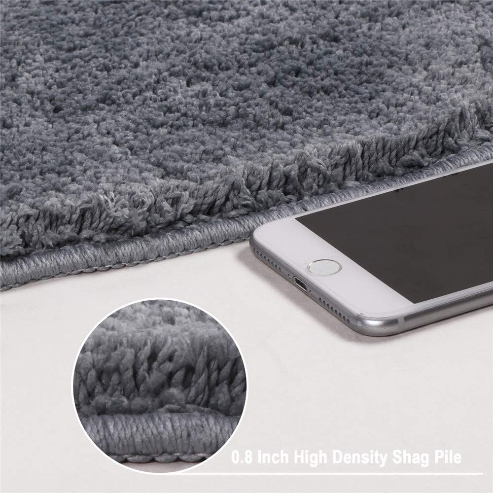 Seavish Luxury Grey Shag Curved Bath Rug