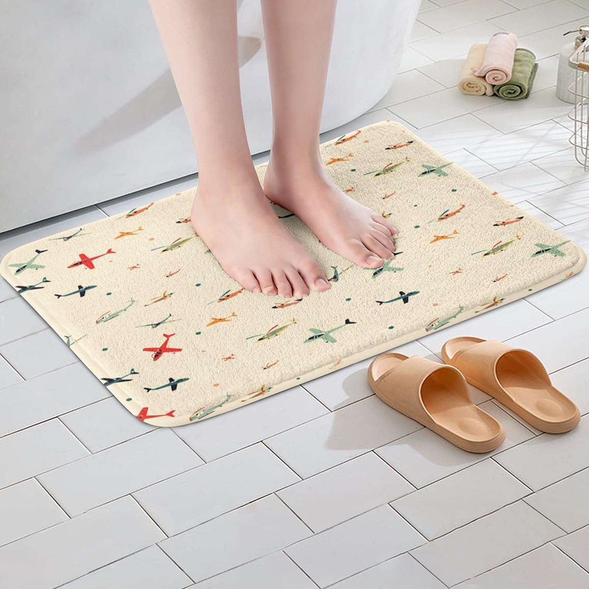Feelyou Aircraft Doormat 16x24 Inch Non-Slip Bath Rug