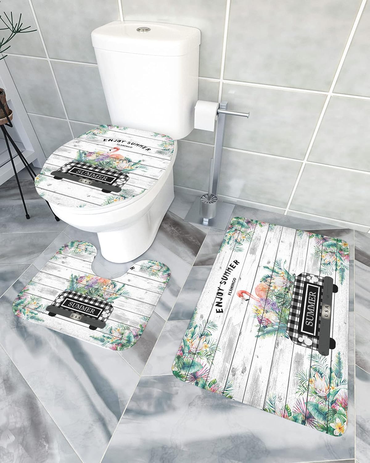 YESOF66 3 Piece Bathroom Rugs Set with Non-Slip Dots