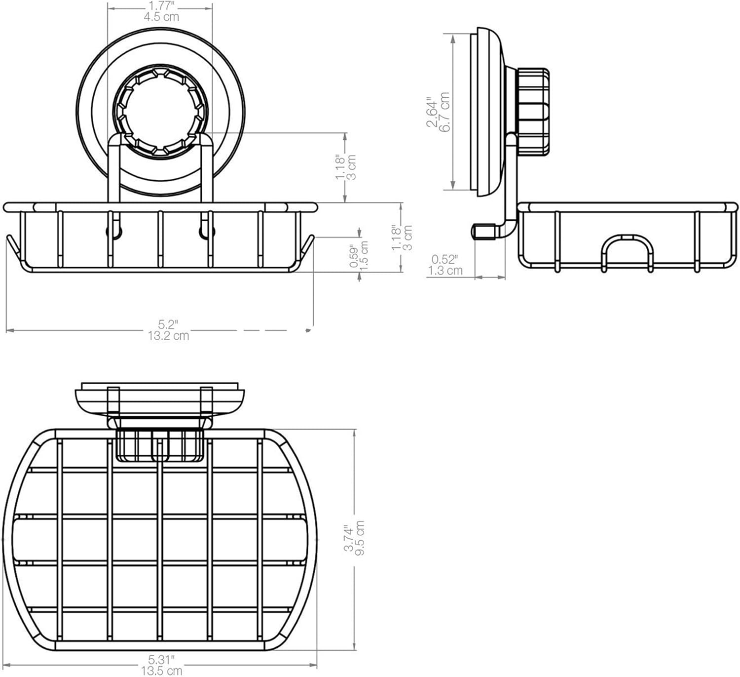 KK5 Suction Shower Caddy - 3M Mounting Discs Included