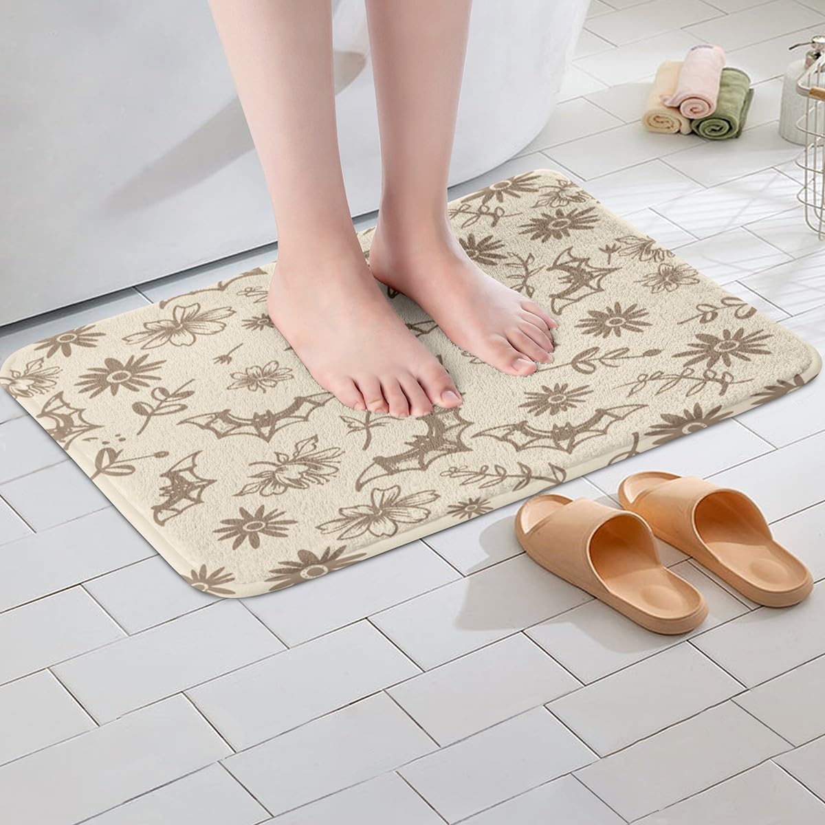 Jejeloiu Bats Bath Rug Halloween Decor 16x24 inch Non-Slip Shaggy