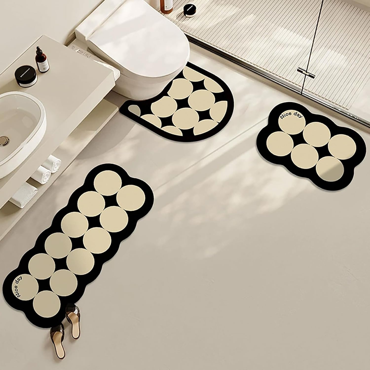 3PCS Absorbent Bath Mat Magic Rug Set