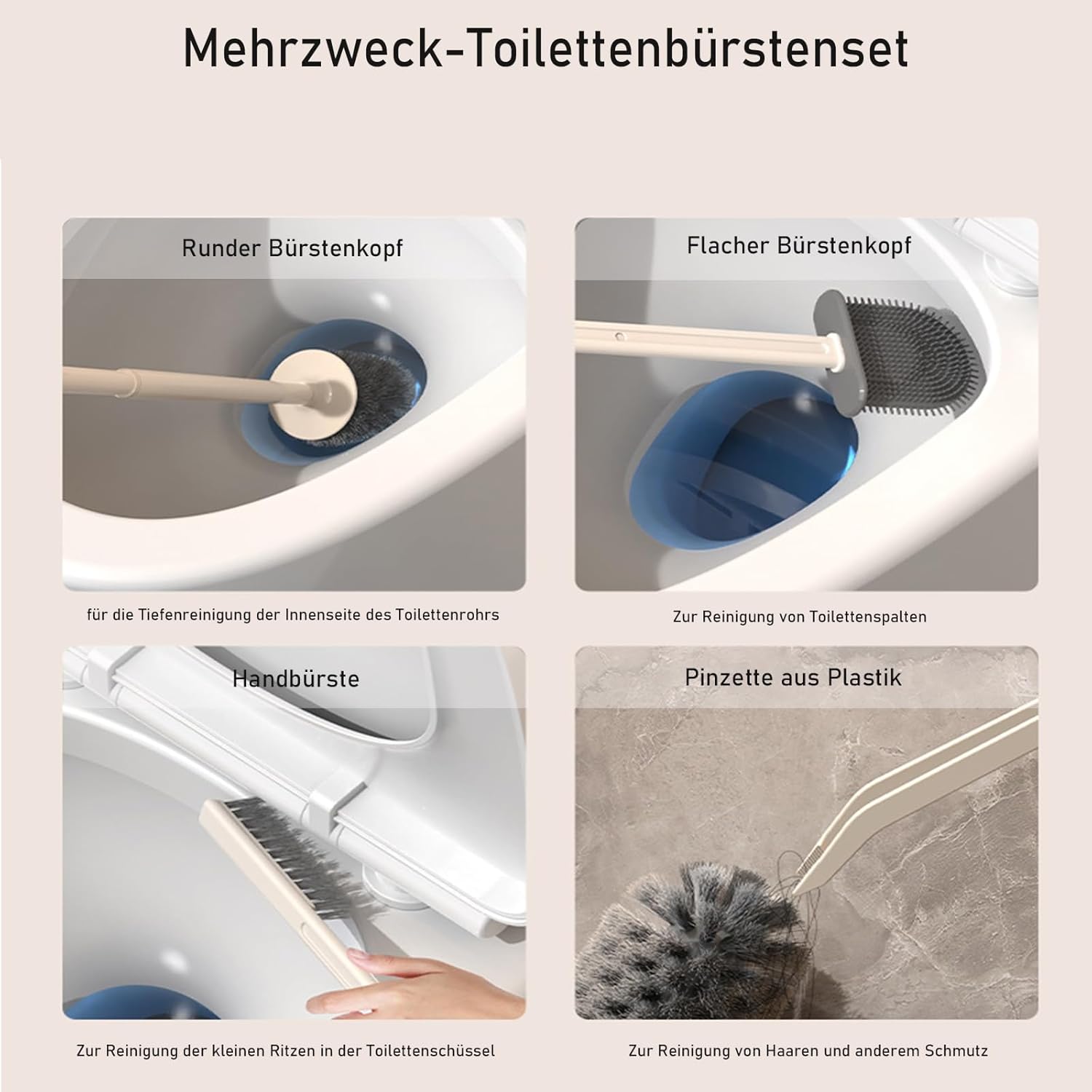 Bazasa 4-in-1 Toilet Brush and Holder Set 1