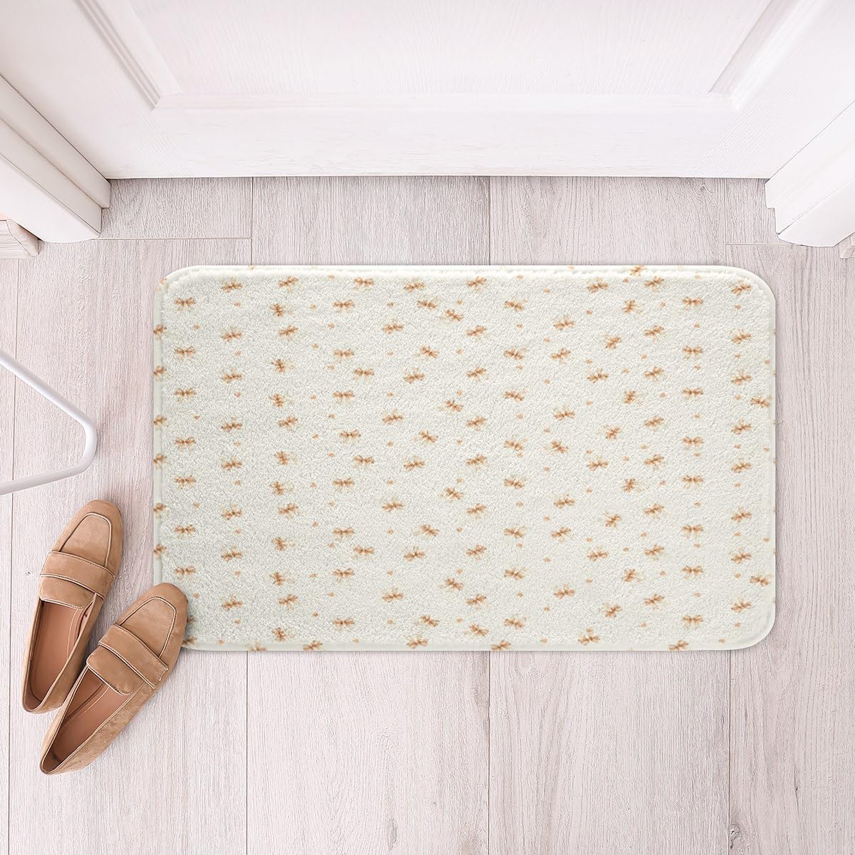 Cute Bow Bowknot Bath Rug for Kids 16x24 Inch Light Brown