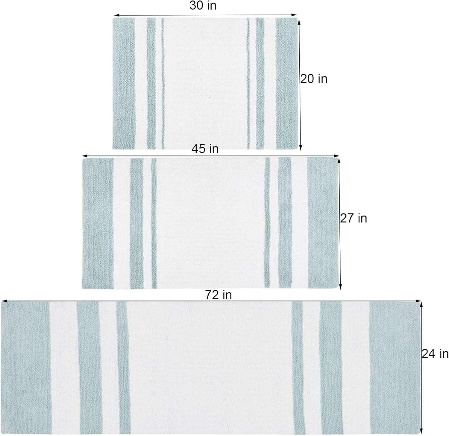 Madison Park Reversible Spa Cotton Bath Rug 24x72 Aqua