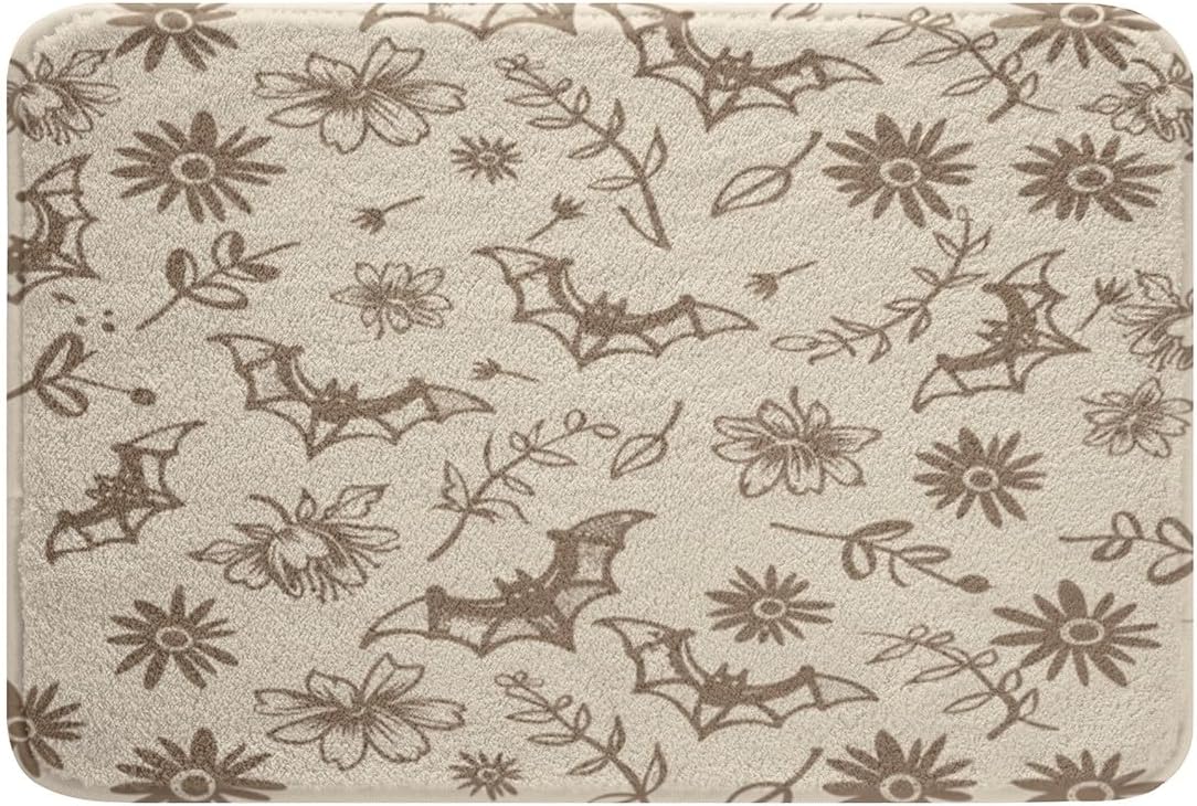 Jejeloiu Bats Bath Rug Halloween Decor 16x24 inch Non-Slip Shaggy