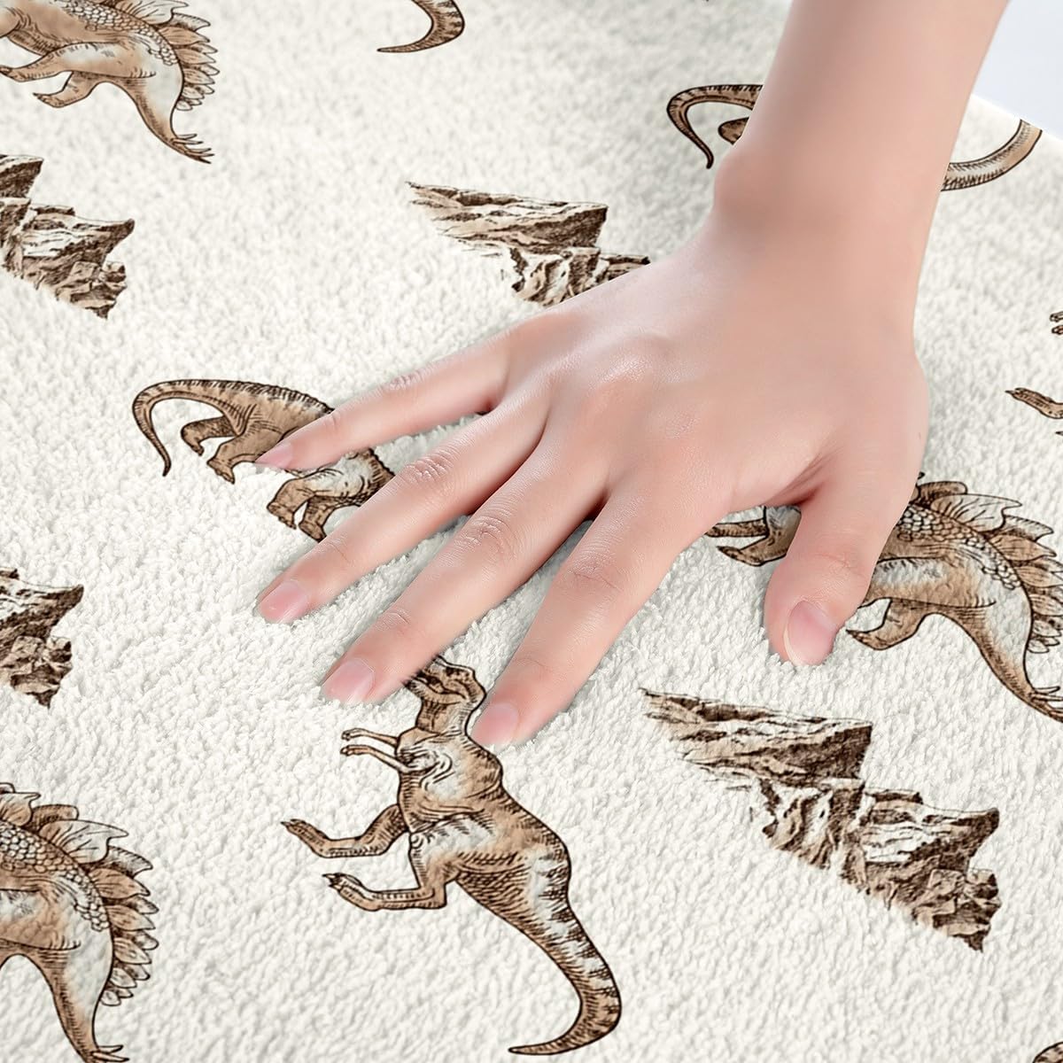Jejeloiu Dinosaur Bath Mats 16x24 Inch Cartoon Jungle Rug for Kids and Adults