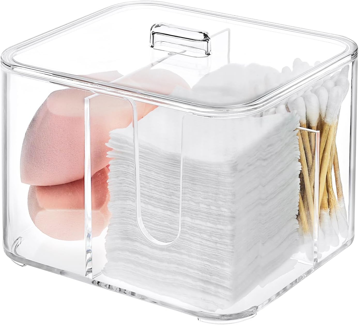 QTip Holder with 4 Compartments Clear Acrylic Organizer for Bathroom 1