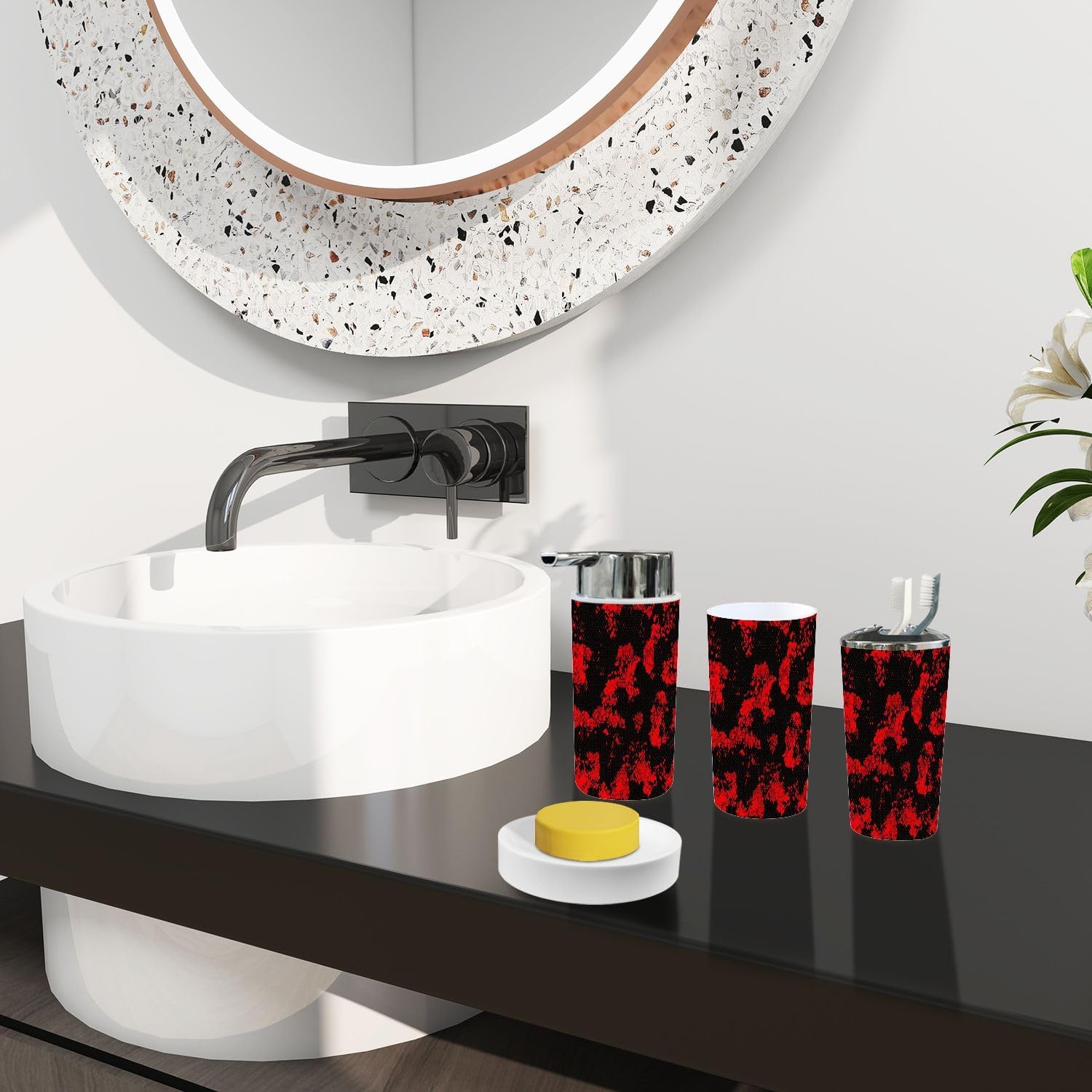 Boho Camouflage Bathroom Accessories Set 6 Piece
