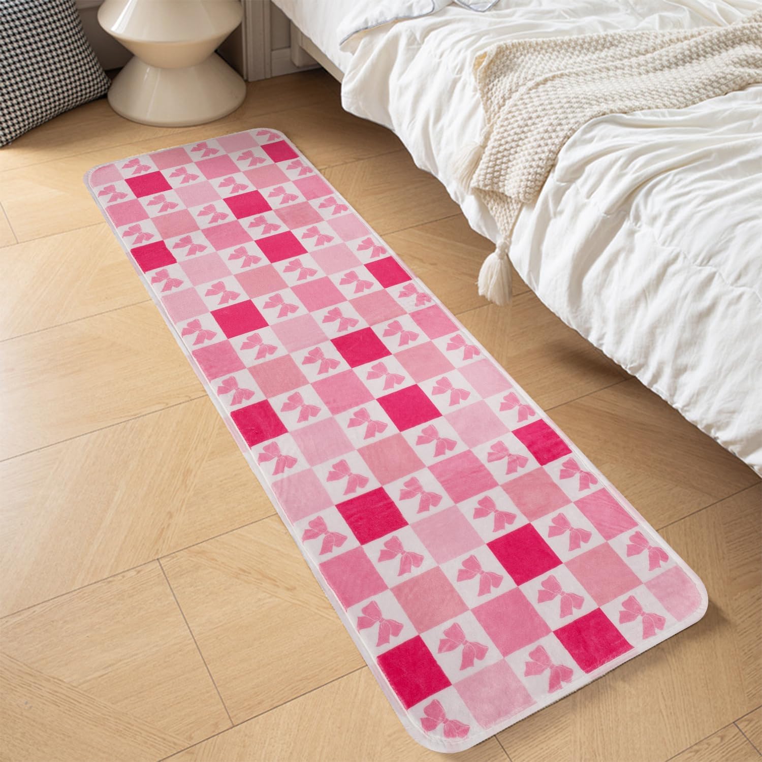 Pink Bow Bath Rug 16x48 Cozy Decor Rug