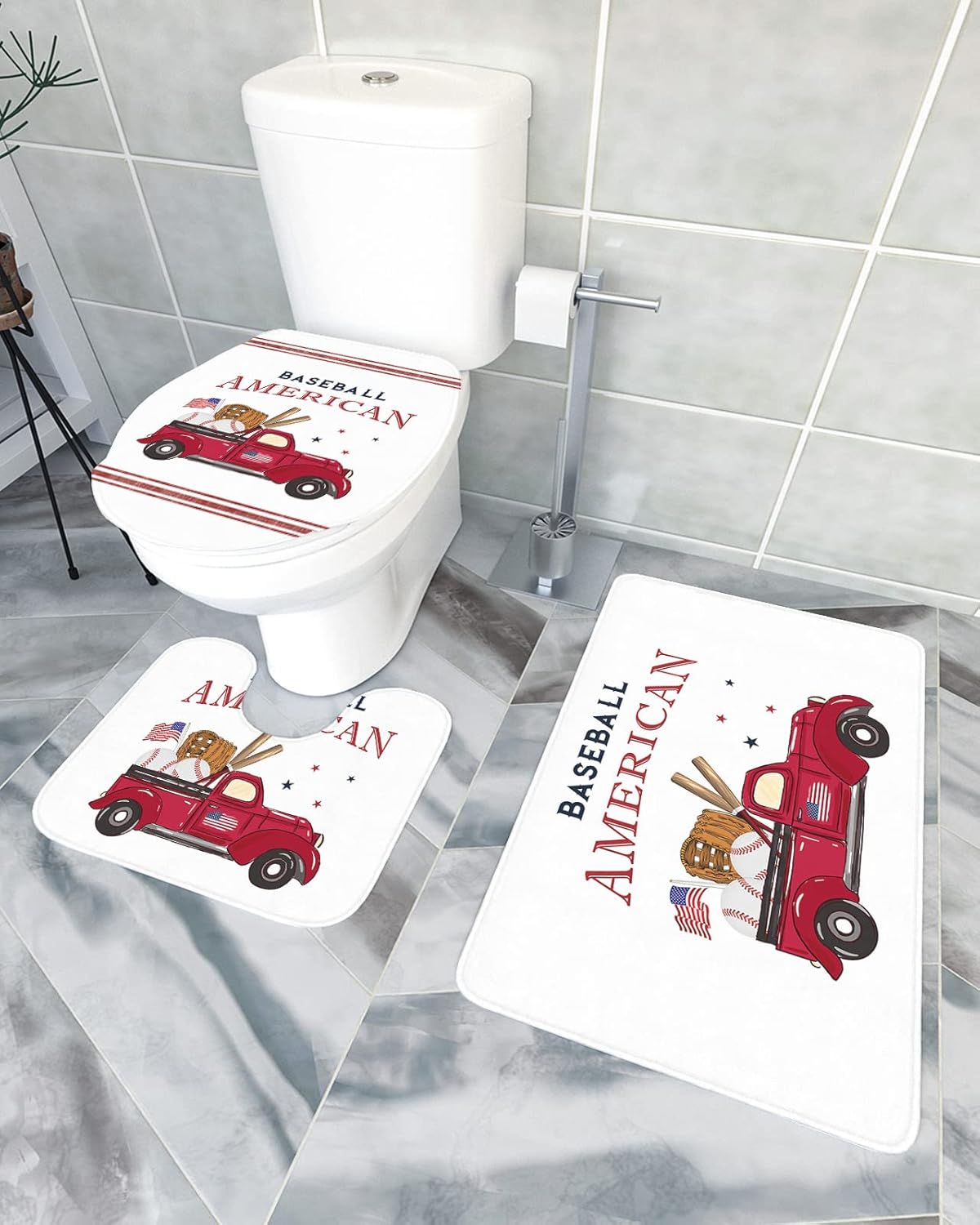 YESOF66 3 Piece Bathroom Rugs Set with Non-Slip Toilet Cover