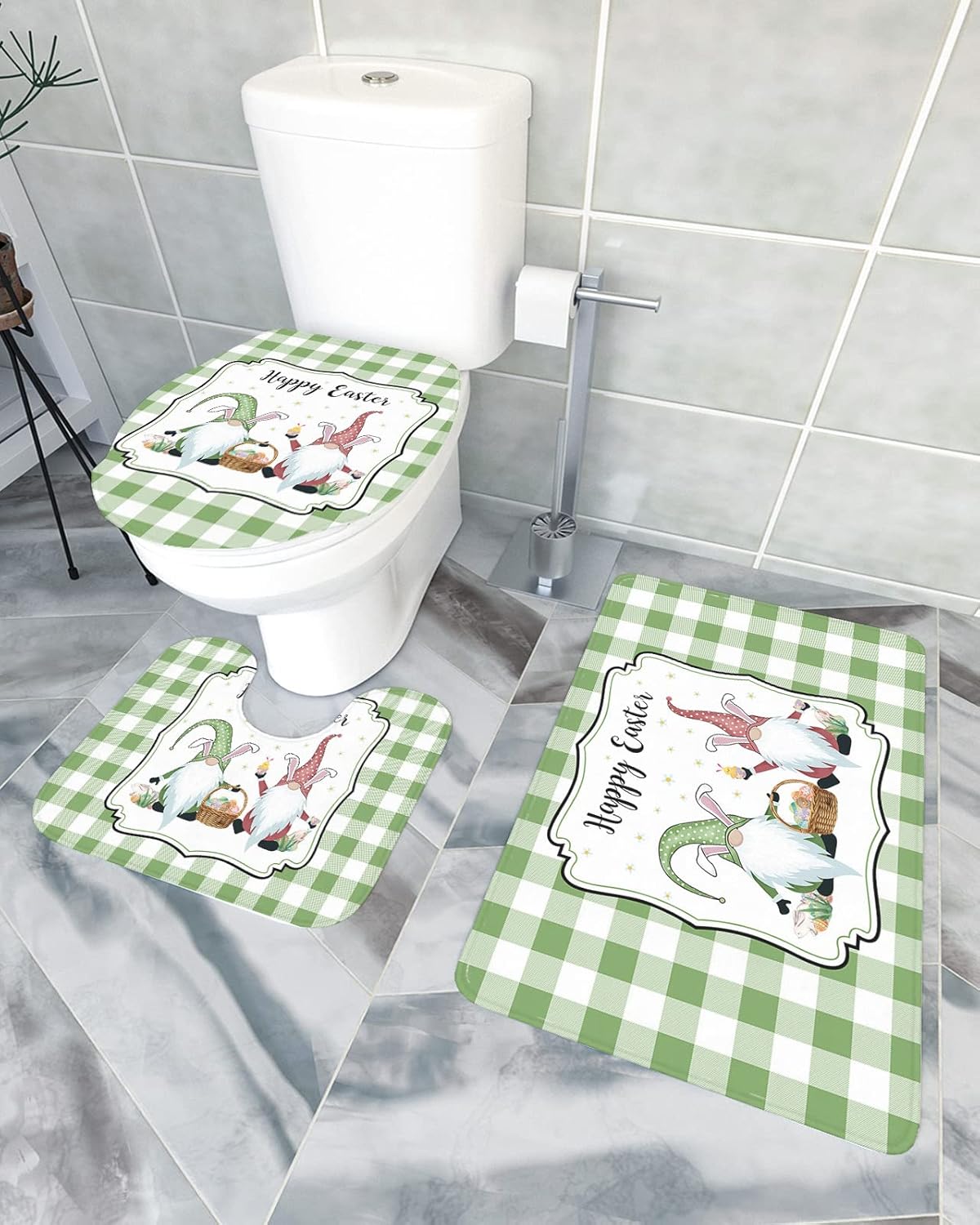 YESOF66 3 Piece Bathroom Rugs Set with Non-Slip U Shaped Mat