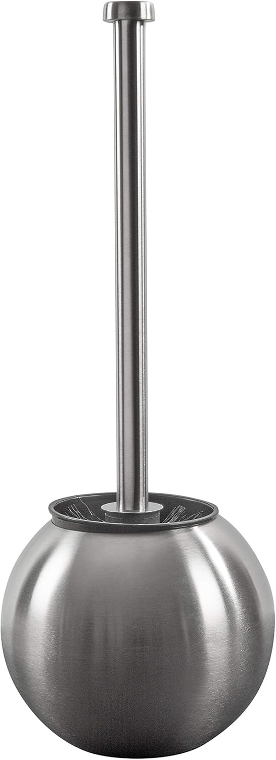 Bath Bliss Globe Design Toilet Brush Holder in Stainless Steel 1
