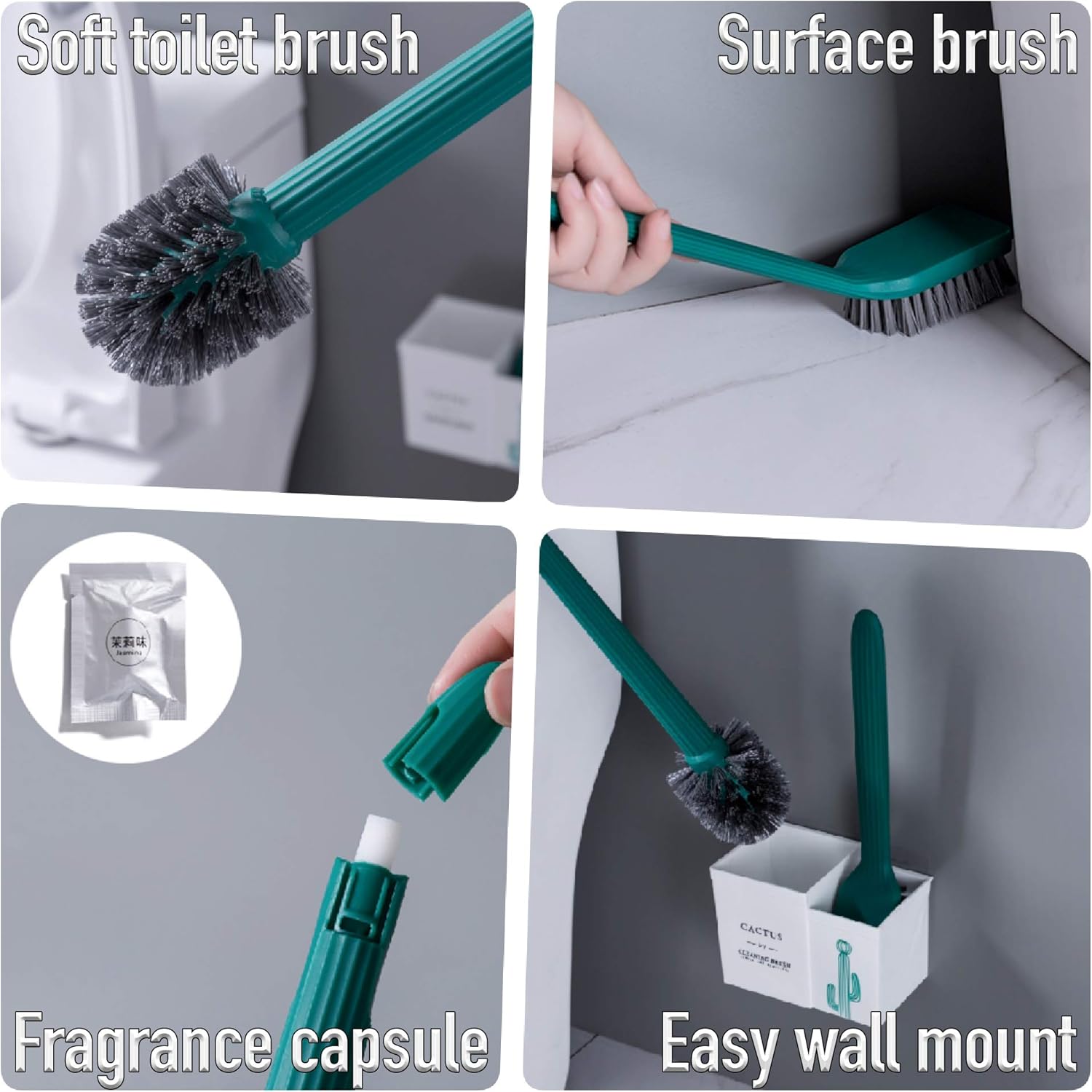 Edelvey Cactus Toilet Brush and Holder Set of Two 1