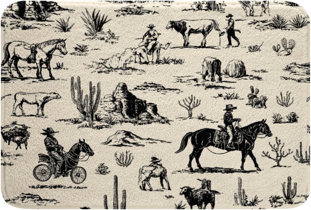 RezsoyeN Wild West Bath Rug 16 x 24 Inches Non Slip Beige