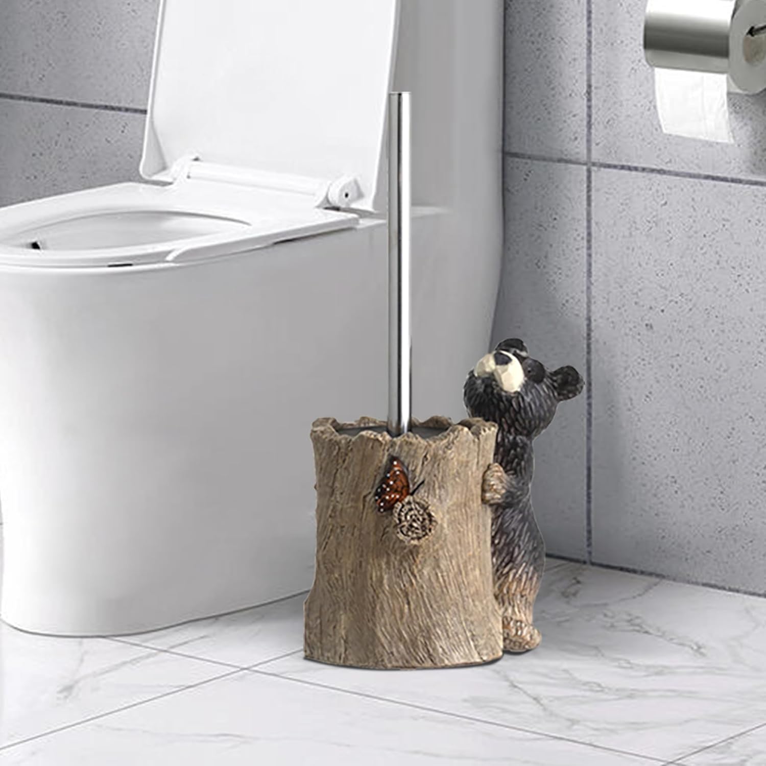 Black Bear Toilet Brush Holder Set 1