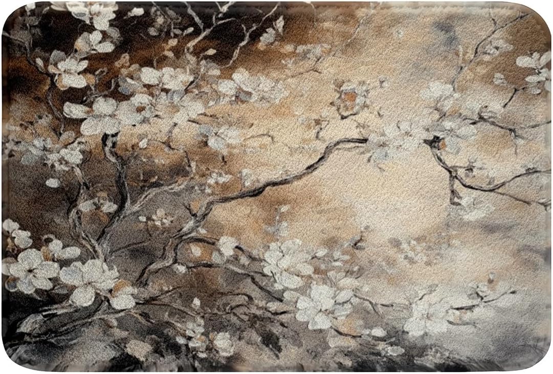 Jejeloiu Vintage Floral Bathroom Rugs 16x24 Inch