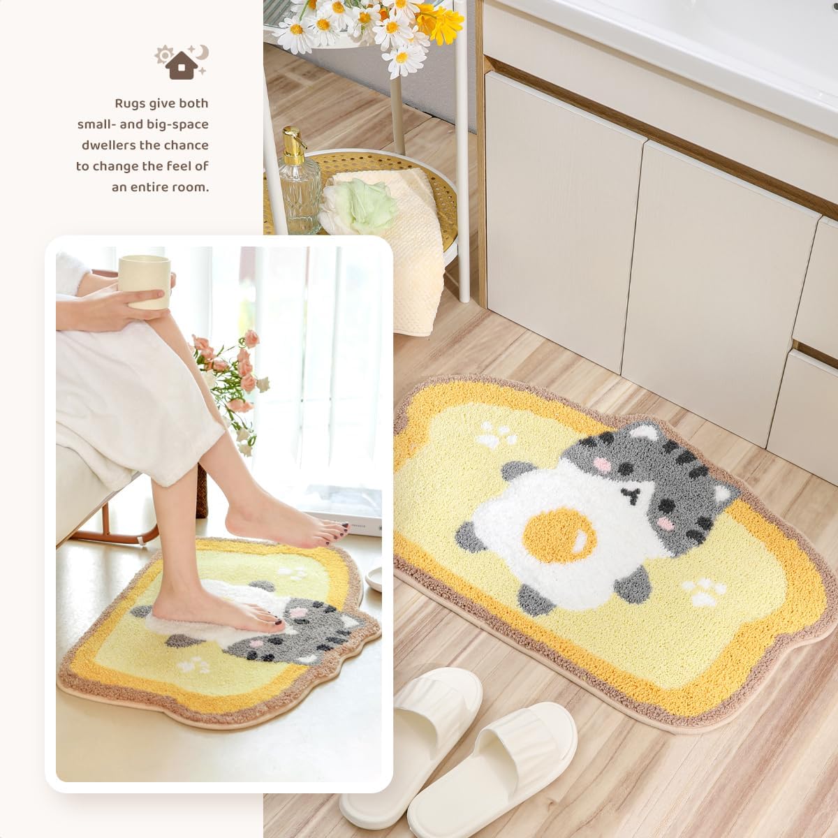Molesun Cute Bath Mat Soft Microfiber Rug 20x31